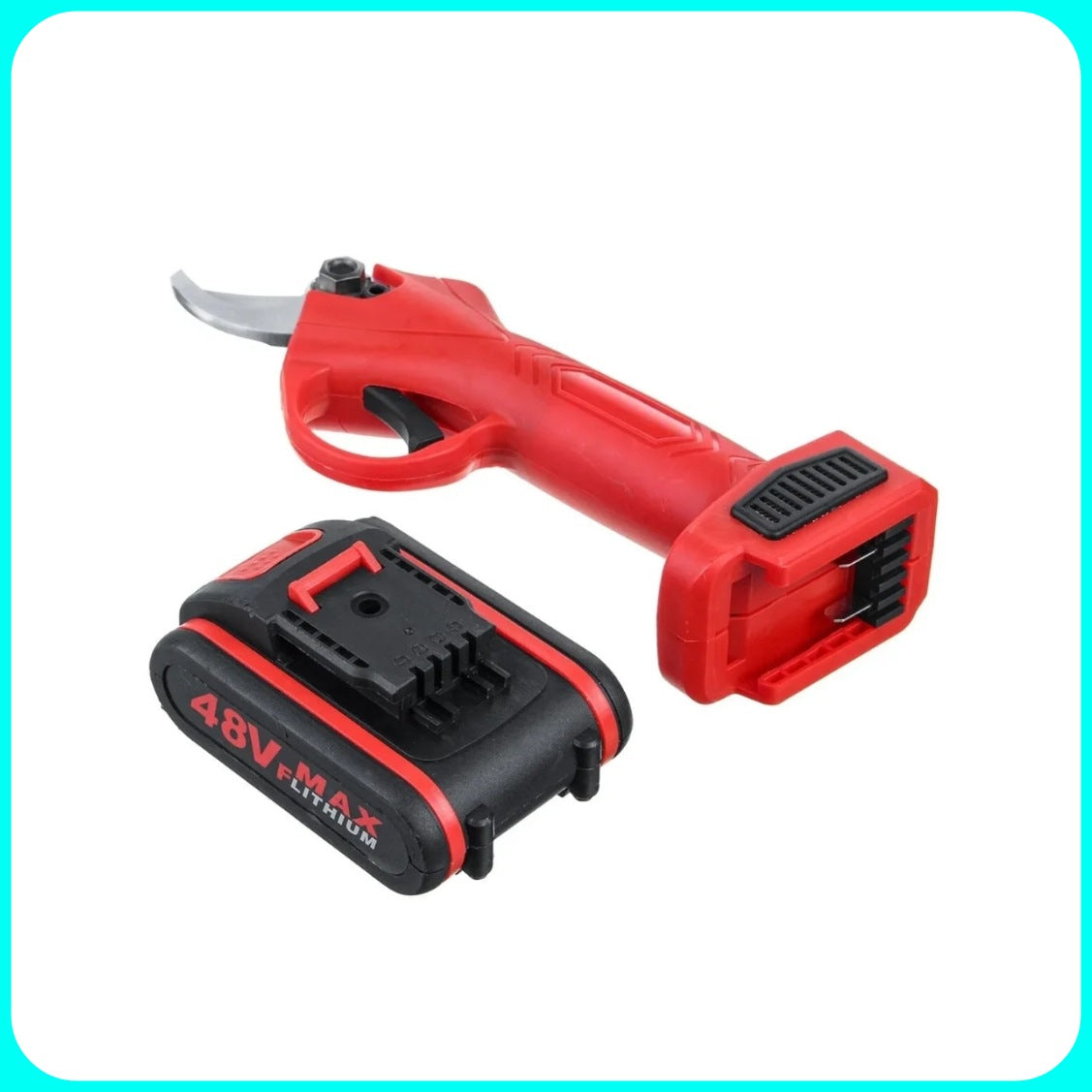 Forbici Cesoia Potatura, Doppia Batteria 48V-3Ah, Taglio 30mm, Valigetta