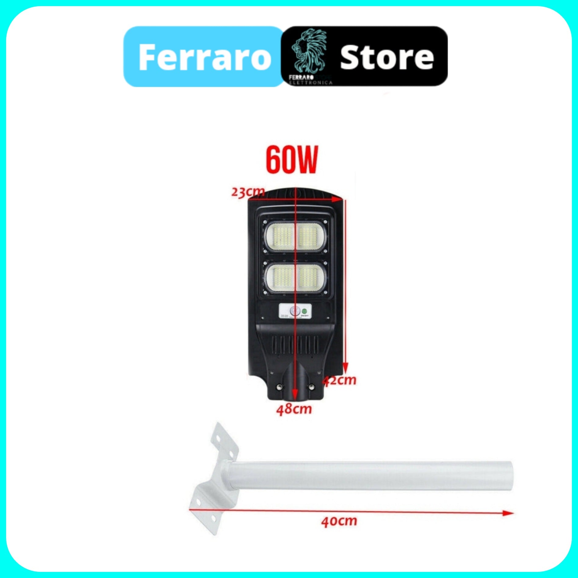 081 Store - 2 PEZZI lampione solare con 144 LED esterno 200W, con palo e  telecomando, sensore di movimento e crepuscolare luce bianoc freddo 6500k :  : Illuminazione