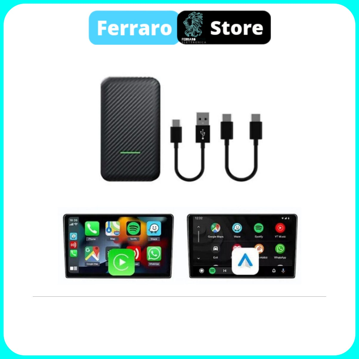 Scatoletta Adattatore Box - Carplay & Android Auto, da Cablato a Wirel –  Ferraro Store