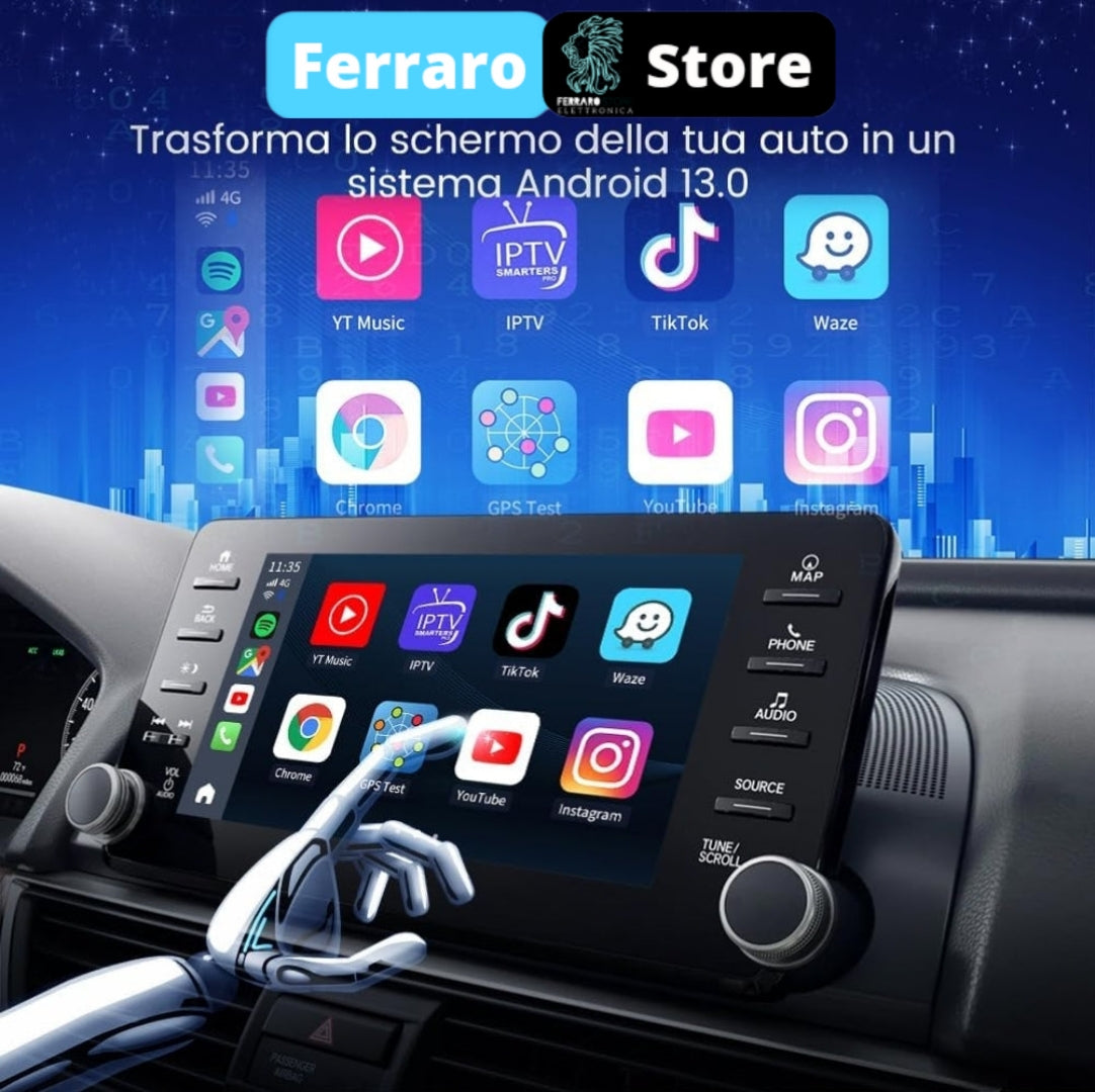Scatoletta CarPlay e Android Auto | 8/128GB | Da Cablato a Wireless | Sblocco Sistema Operativo Android