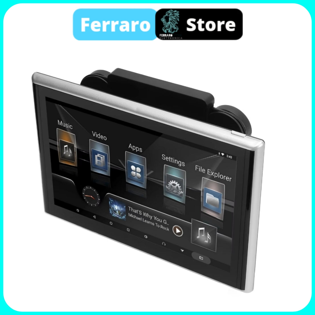 Monitor Poggiatesta per Auto, 10"Pollici, con Sistema Operativo Android, HD, 2/32GB, Supporto, Accessori
