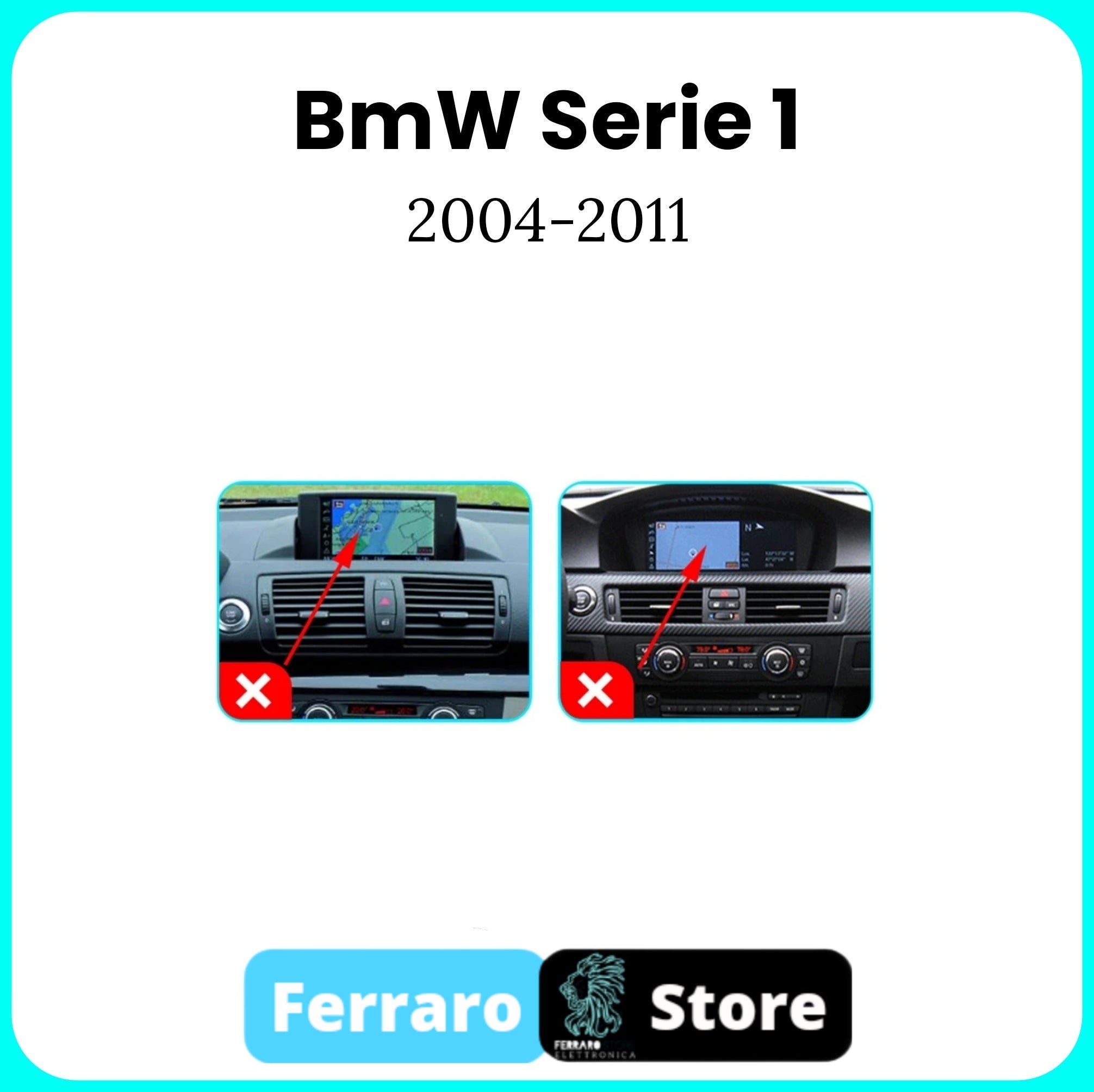 Kit Montaggio Autoradio 9"Pollici BMW Serie 1, E87 / E88 / E81 / E82 (2004-2011) Mascherina, Cablaggio Autoradio Android