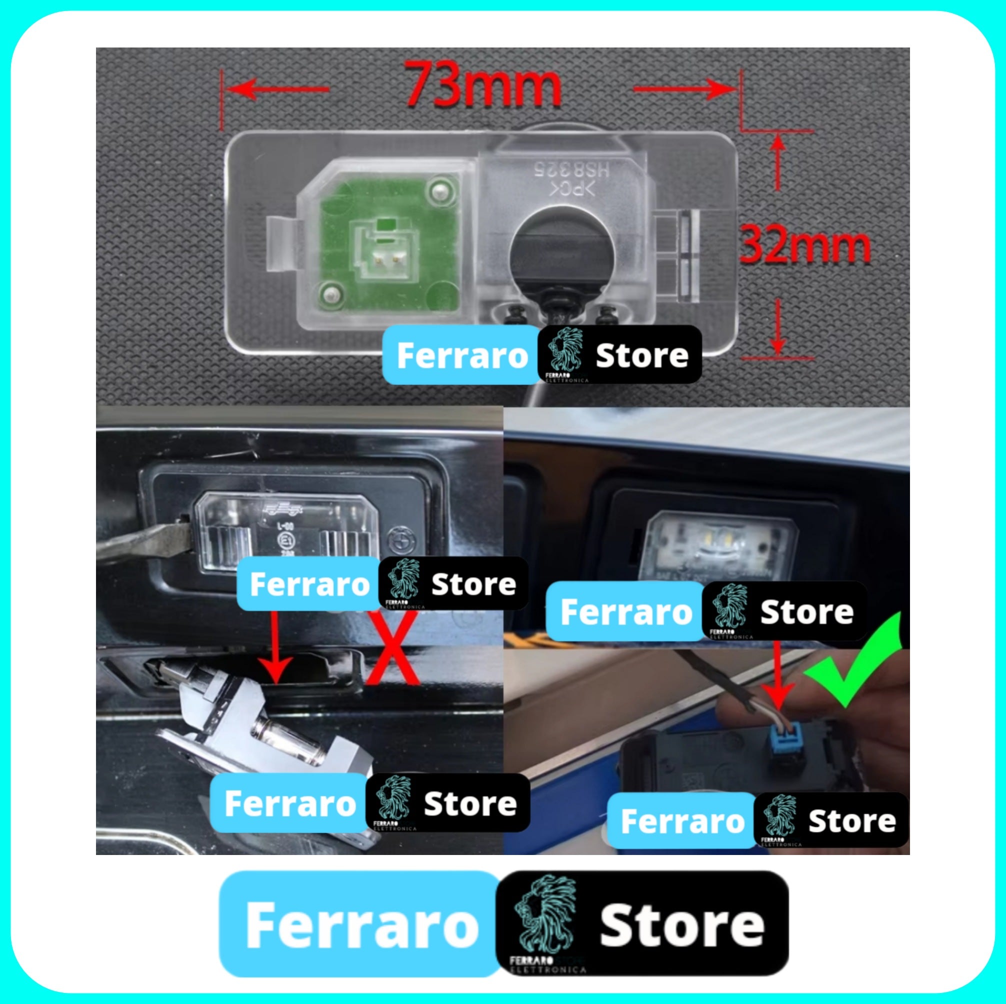 Telecamera Posteriore per BMW X1, X3 (Compatibilità in Descrizione) AHD 1920x1080, 170° Gradi