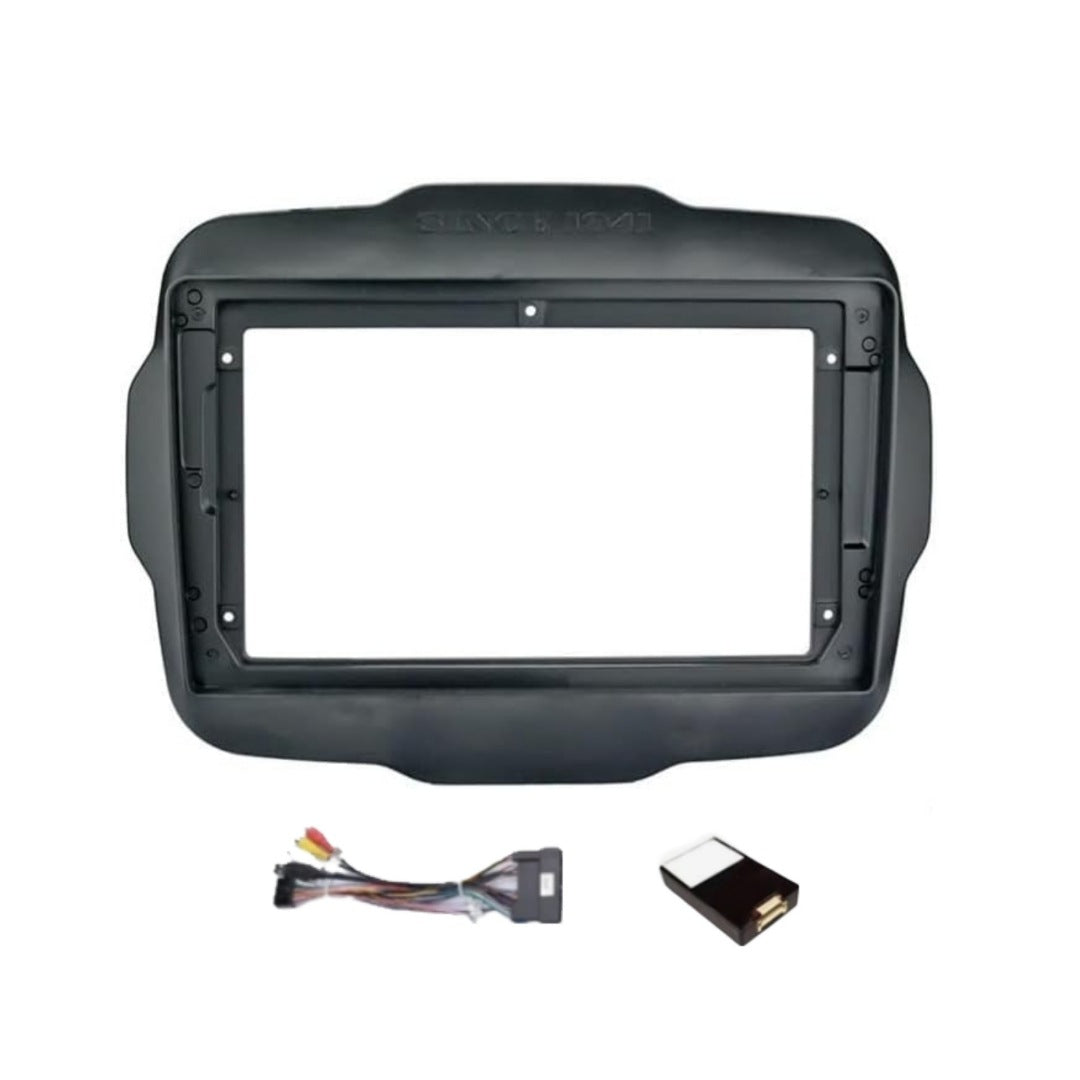 Kit Montaggio Autoradio 9"Pollici Jeep Renegade, Mascherina, Cablaggio per Autoradio Android