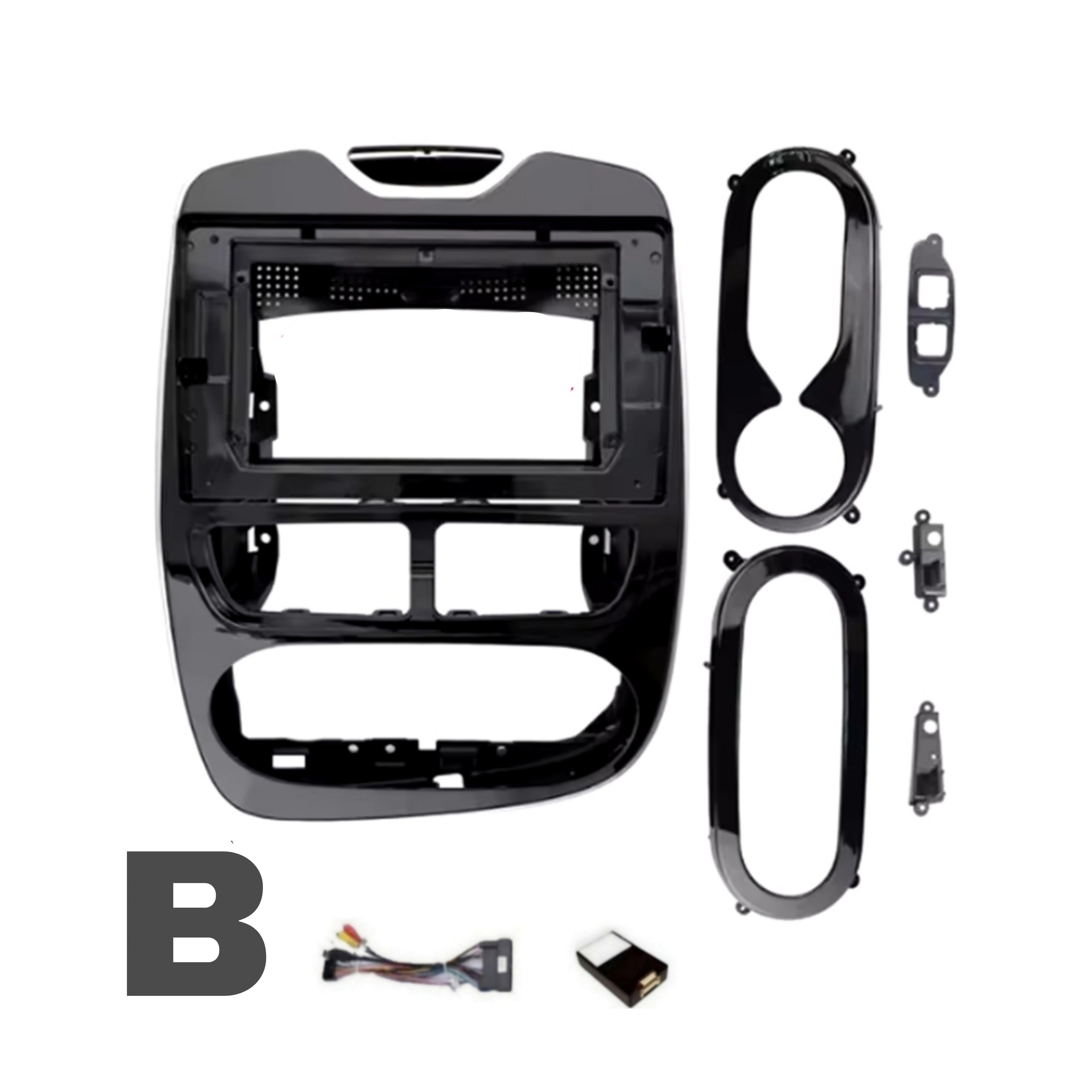 Kit Di Montaggio Per Autoradio 9 Pollici | Mascherina Nera Per Renault Clio 2005-2014 | Con Adattatore Antenna E Cavo ISO | Misura 230x130 Mm