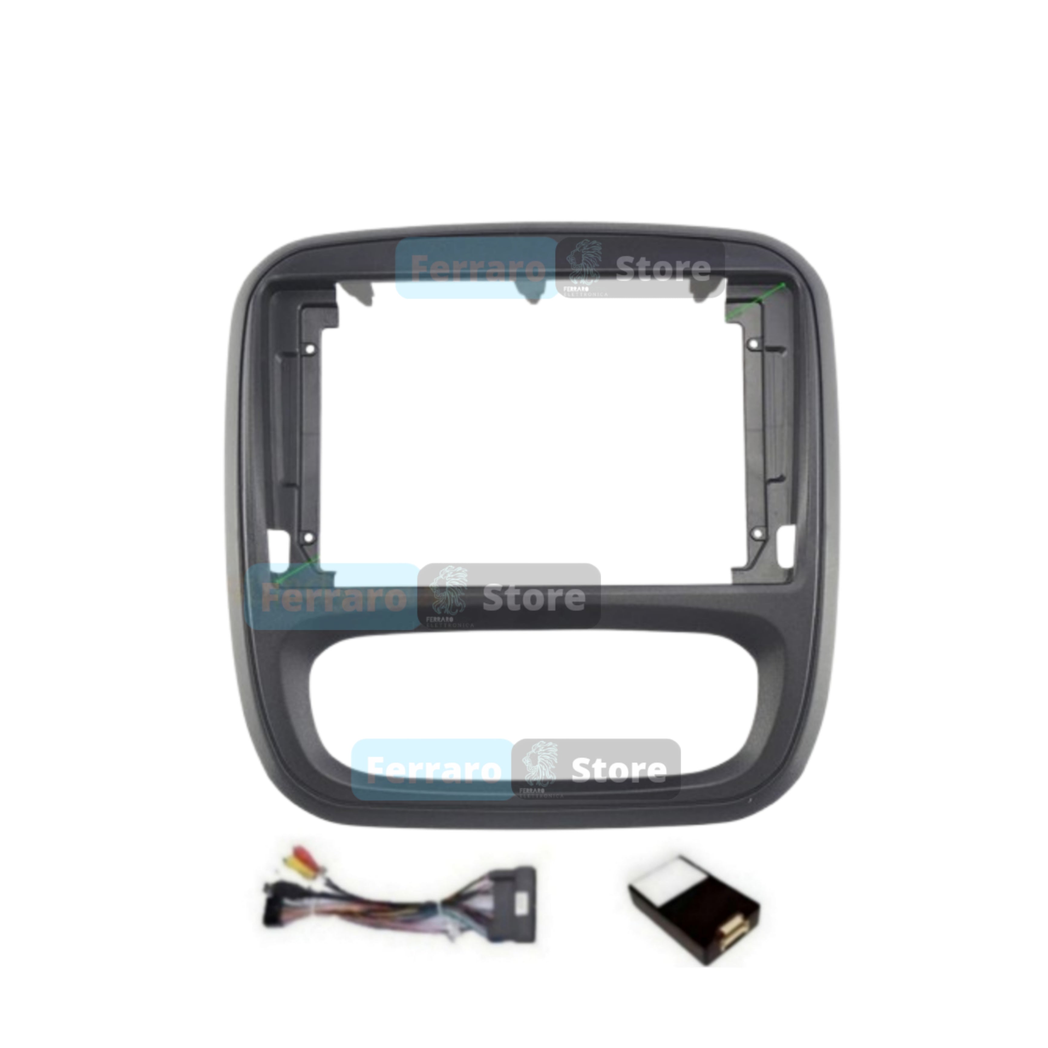 Kit Montaggio Autoradio 9"Pollici Renault Trafic 3, NV300, Talento, Vivaro, Express 9" (2015-2019) Mascherina, Cablaggio Autoradio Android