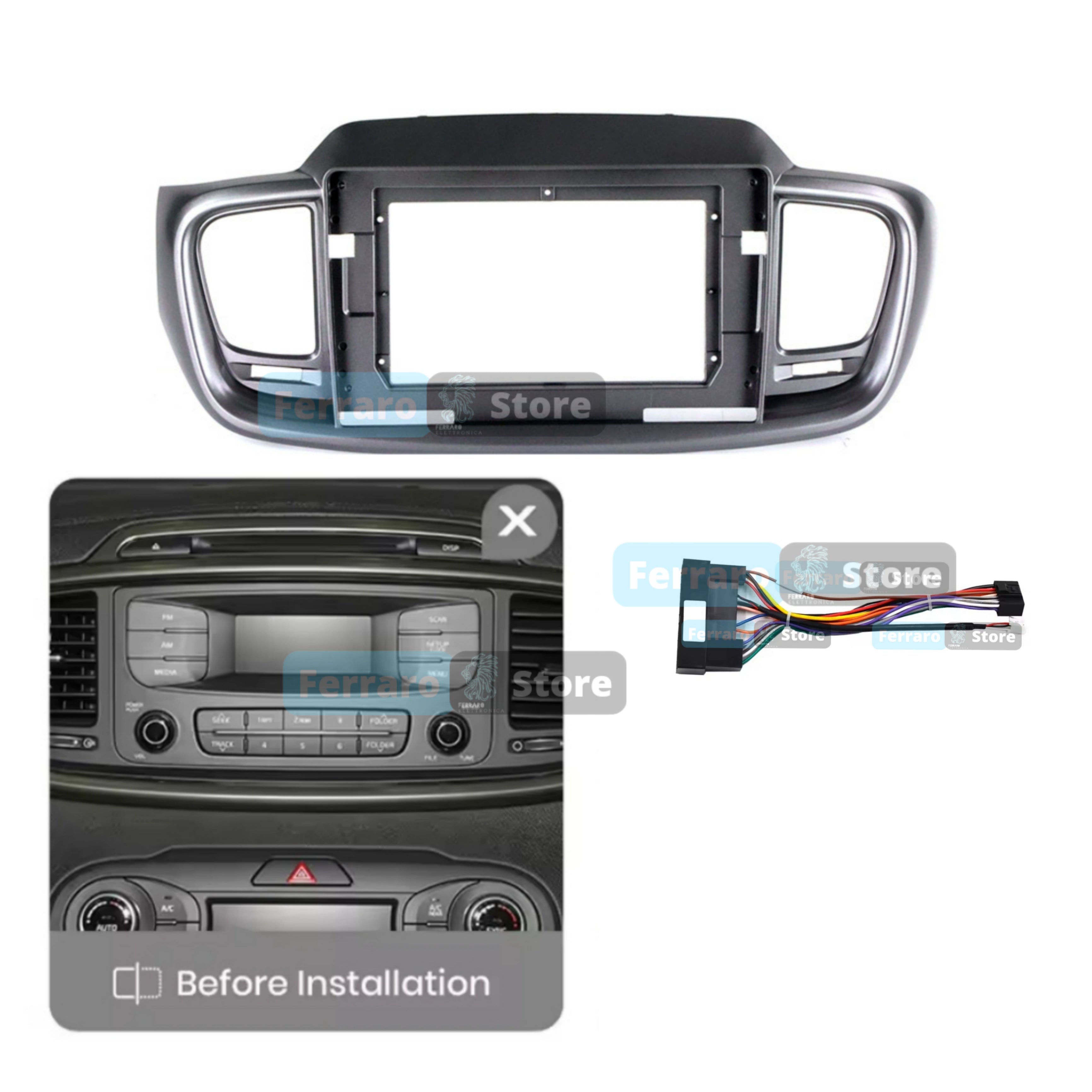 Kit Montaggio Autoradio 10.1"Pollici Kia Sorento 3 | 2014-2017 | Mascherina |  Cablaggio | per Autoradio Android
