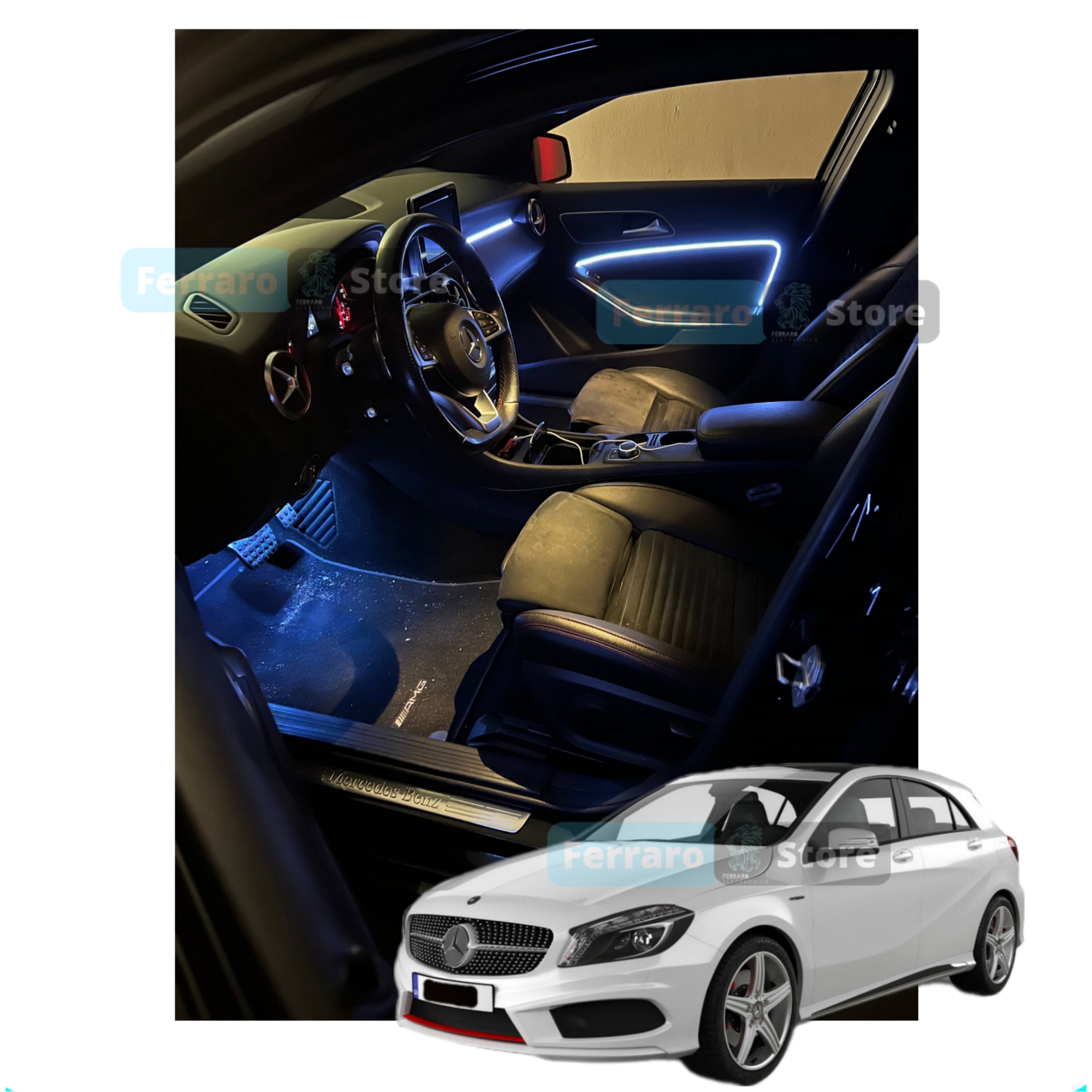 Ambient Light per Mercedes Classe A w176 | Universale | Luci Ambiente con Comando da App | RGB Led Interior | Led Dinamico