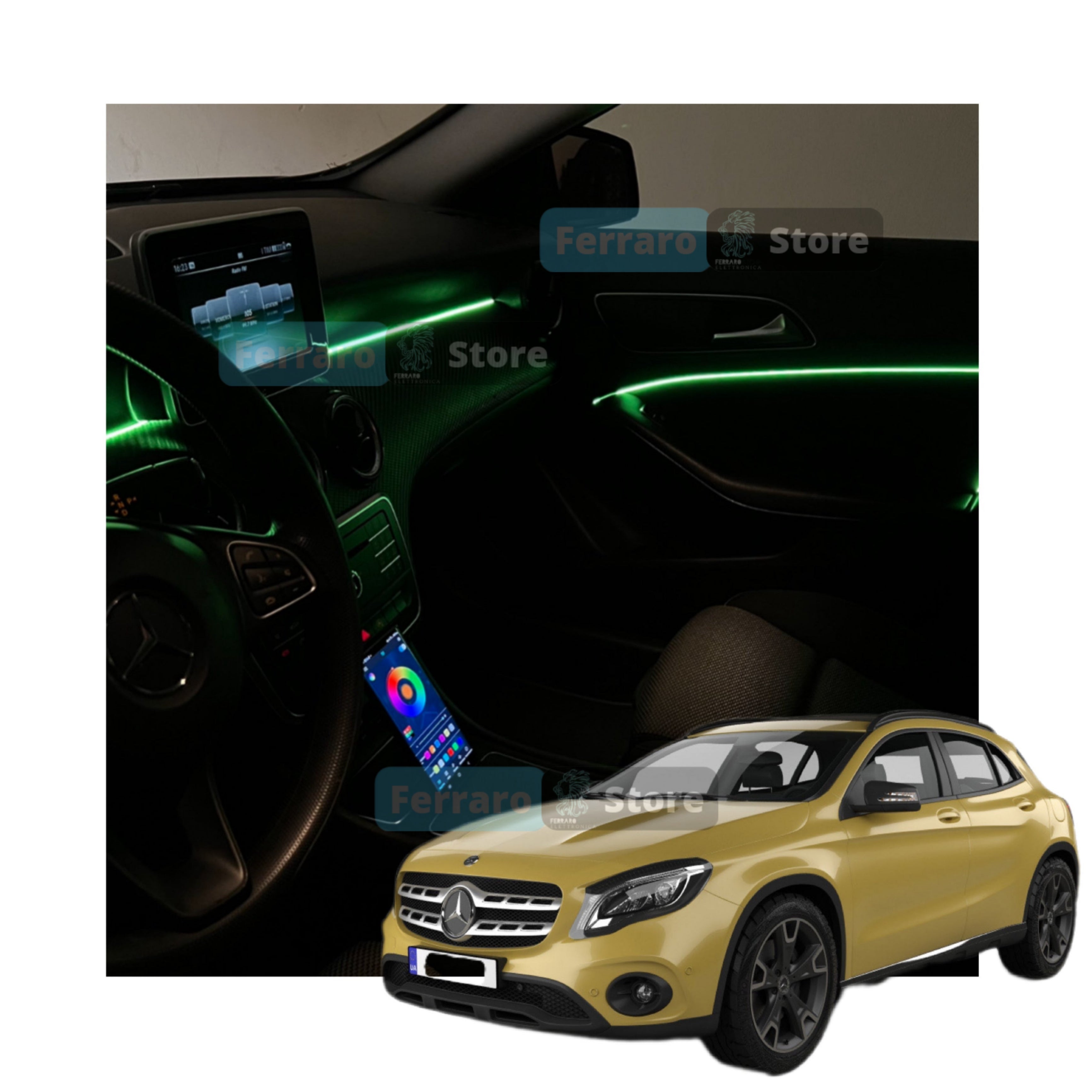 Ambient Light per per Mercedes GLA x156 | Universale | Luci Ambiente con Comando da App | RGB Led Interior | Led Dinamico