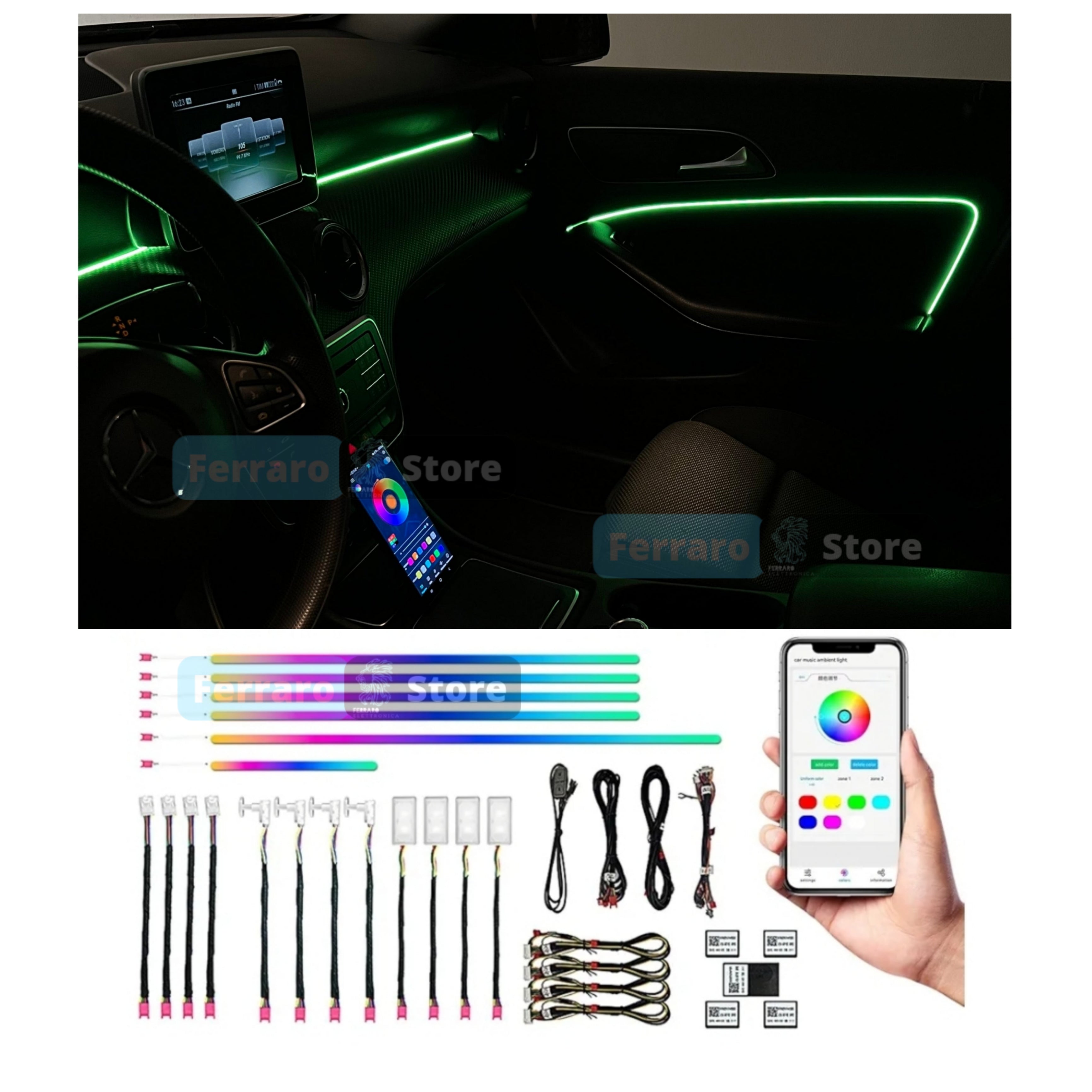 Ambient Light Pro | Universale | Luci Ambiente con Comando da App | RGB Led Interior | Led Dinamico