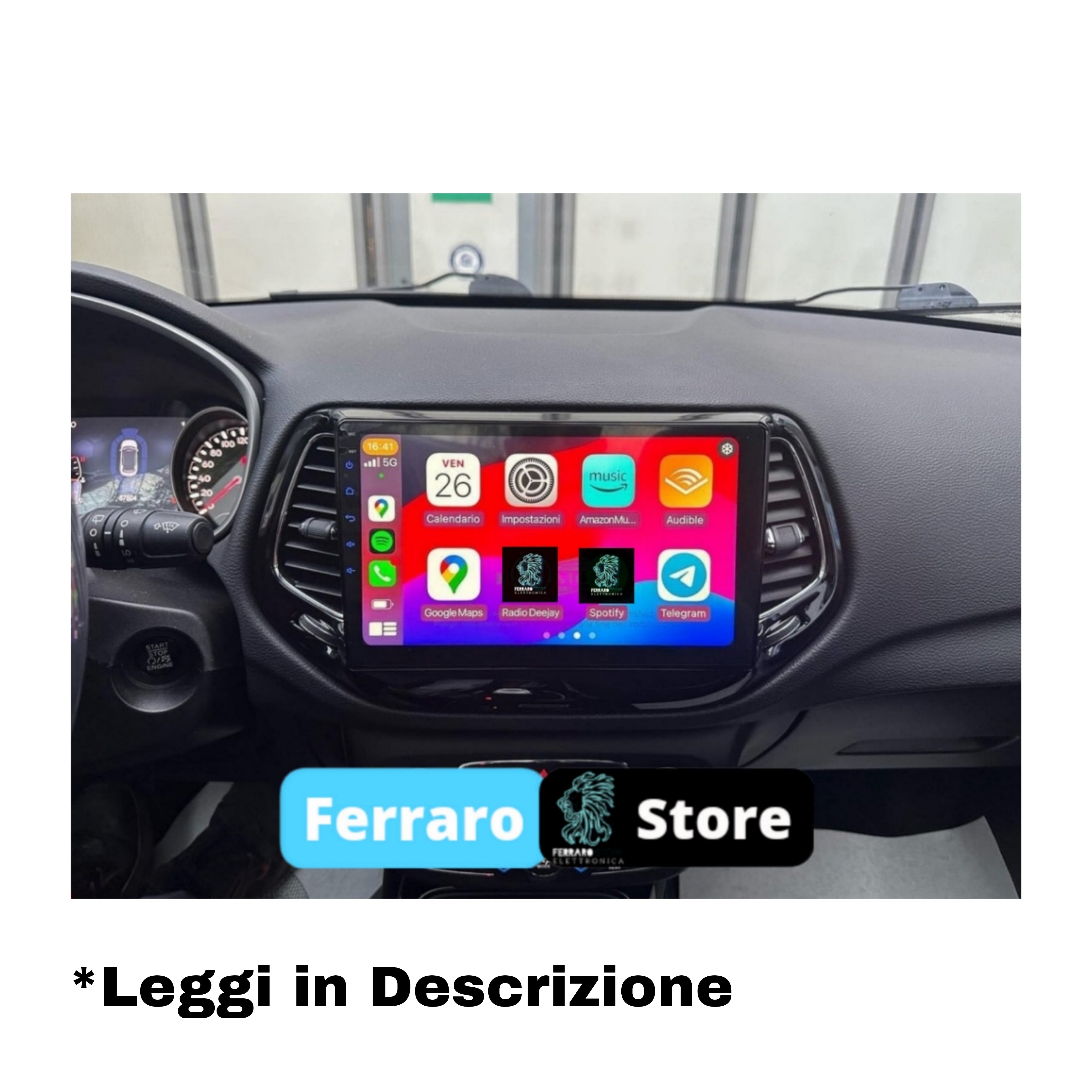 Autoradio Ferraro Universale Fisso (Android) 2Din 10.1"Pollici, Bluetooth, CarPlay e Android Auto, 2GB/4GB/8GB Ram