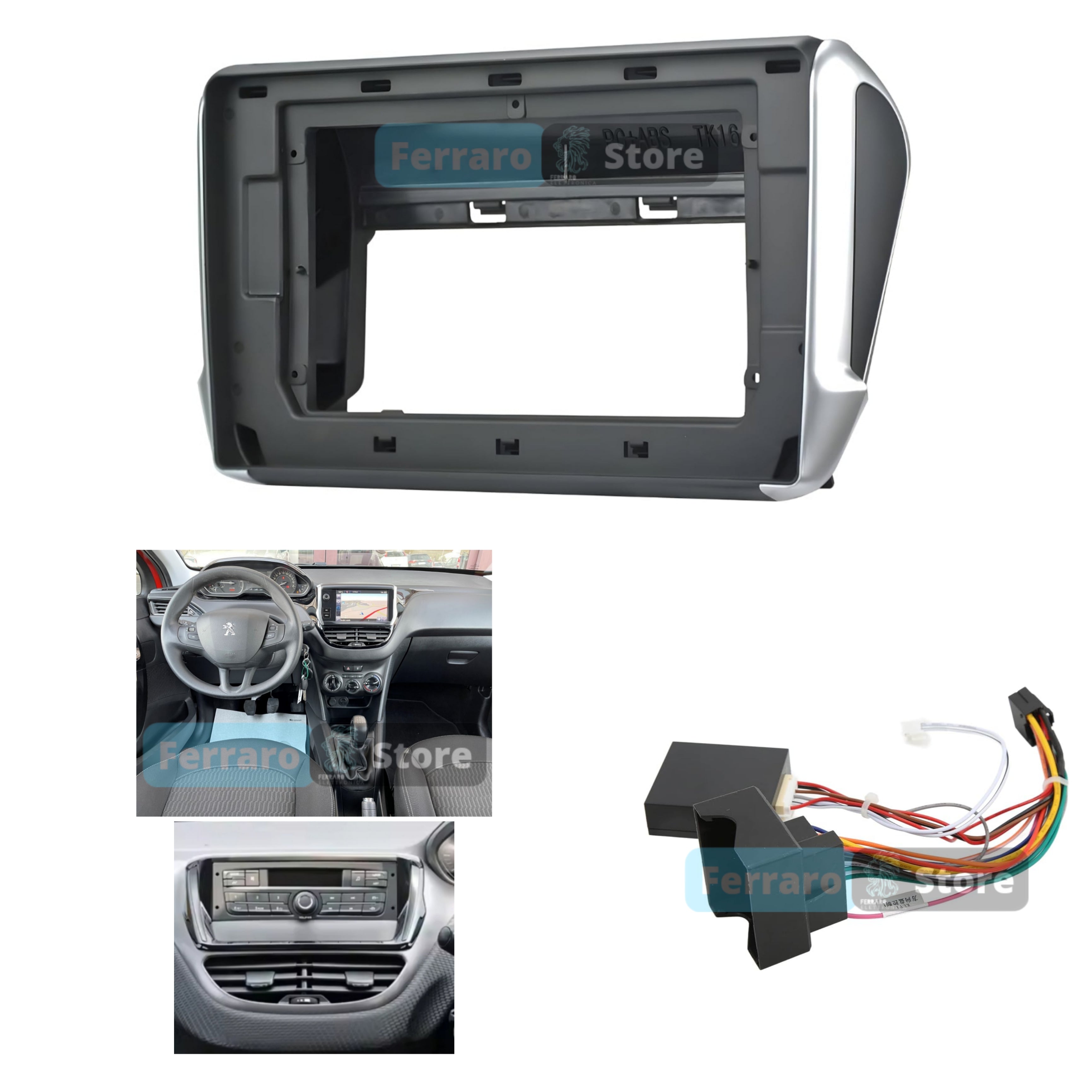 Kit Montaggio Autoradio 10.1"Pollici Peugeot 208/2008 (2005-2018) | Mascherina, Cablaggio Autoradio Android