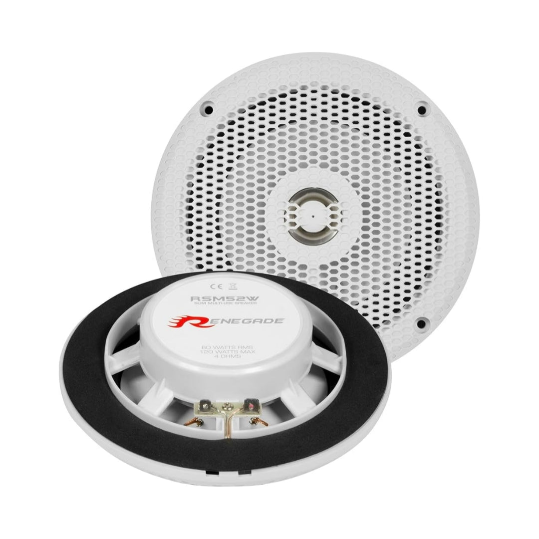 Renegade Coppia di Altoparlanti Slim | Marini/Nautici | 16,5cm | 2 Vie 160w | RSM62W | Bianco