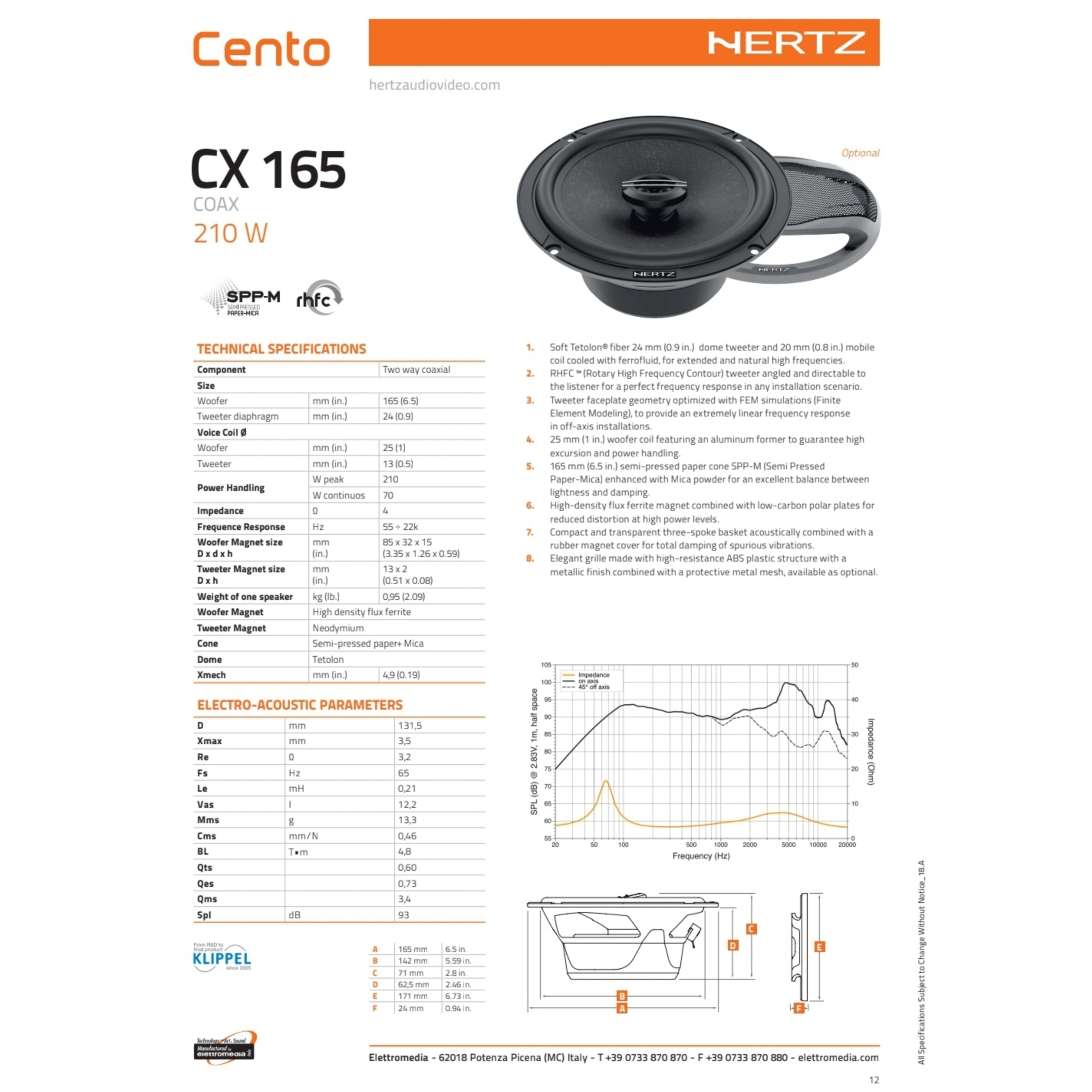 Hertz Kit 2 Casse | CX 165 | Anteriori | Alfaromeo Mito