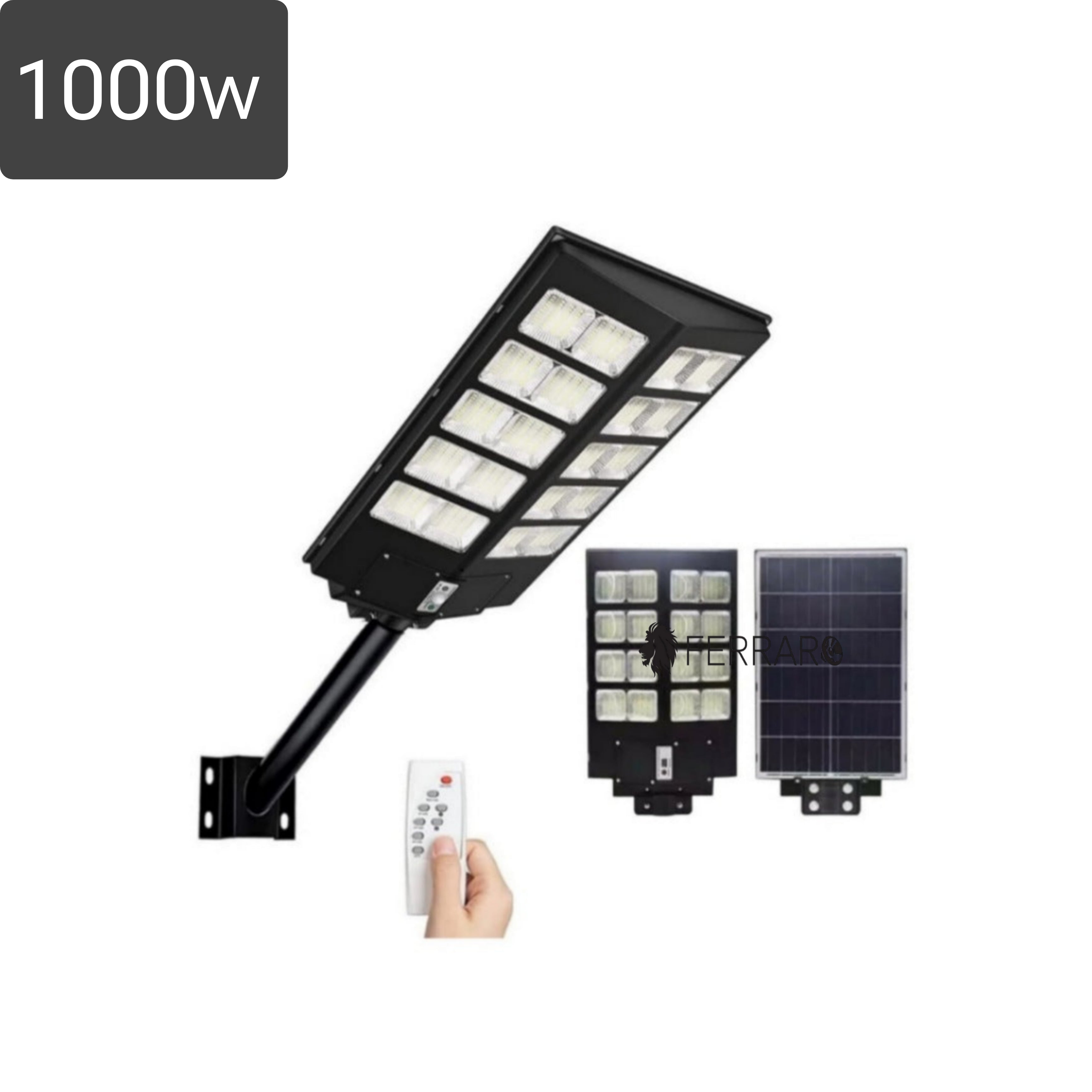 Outdoor Street Light - 1000w Solar Street Light, Remote Control, Solar Charging, Motion Sensor, Cold Light.