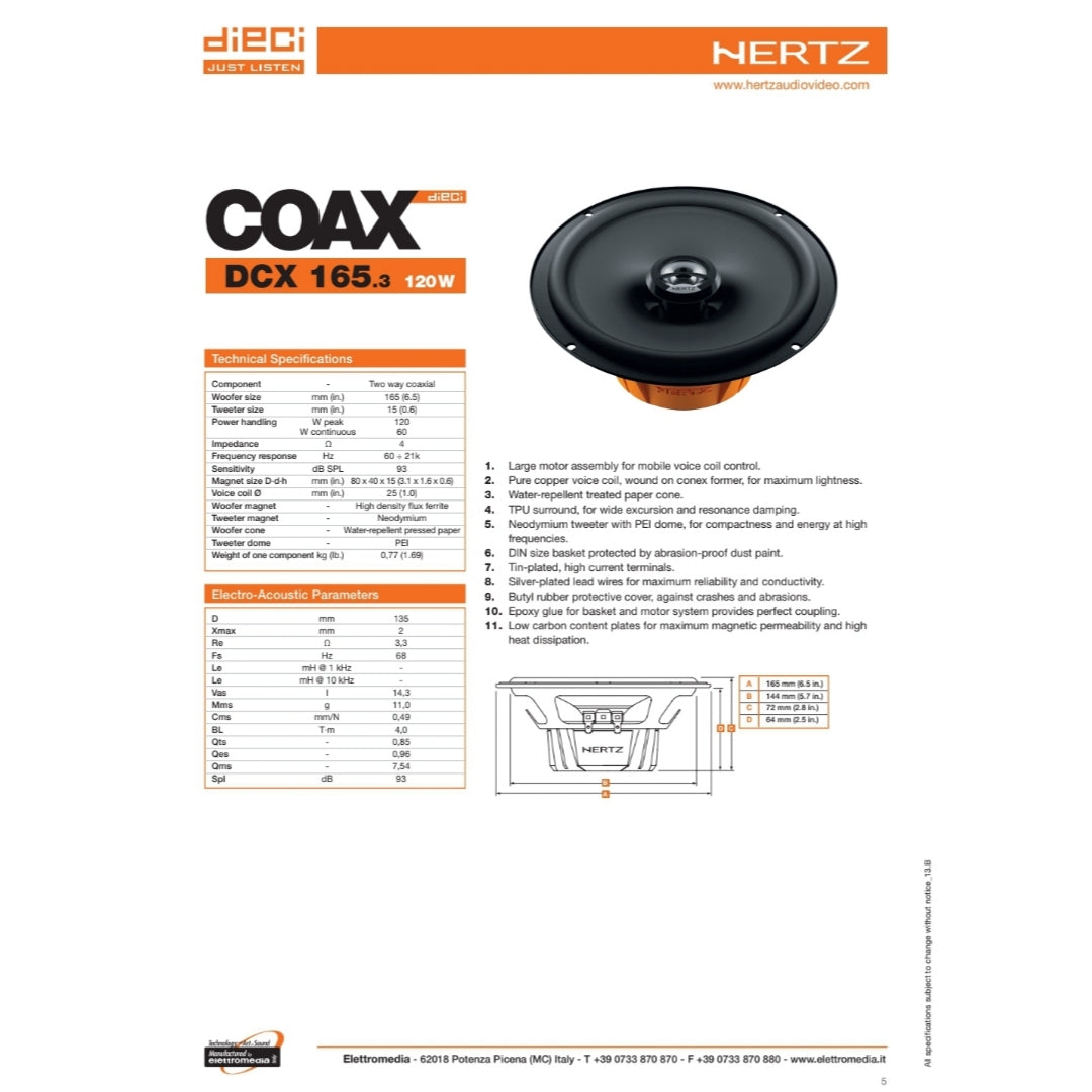 Hertz Kit 4 Casse | DCX 165.3 | Ant/Post | Fiat Sedici