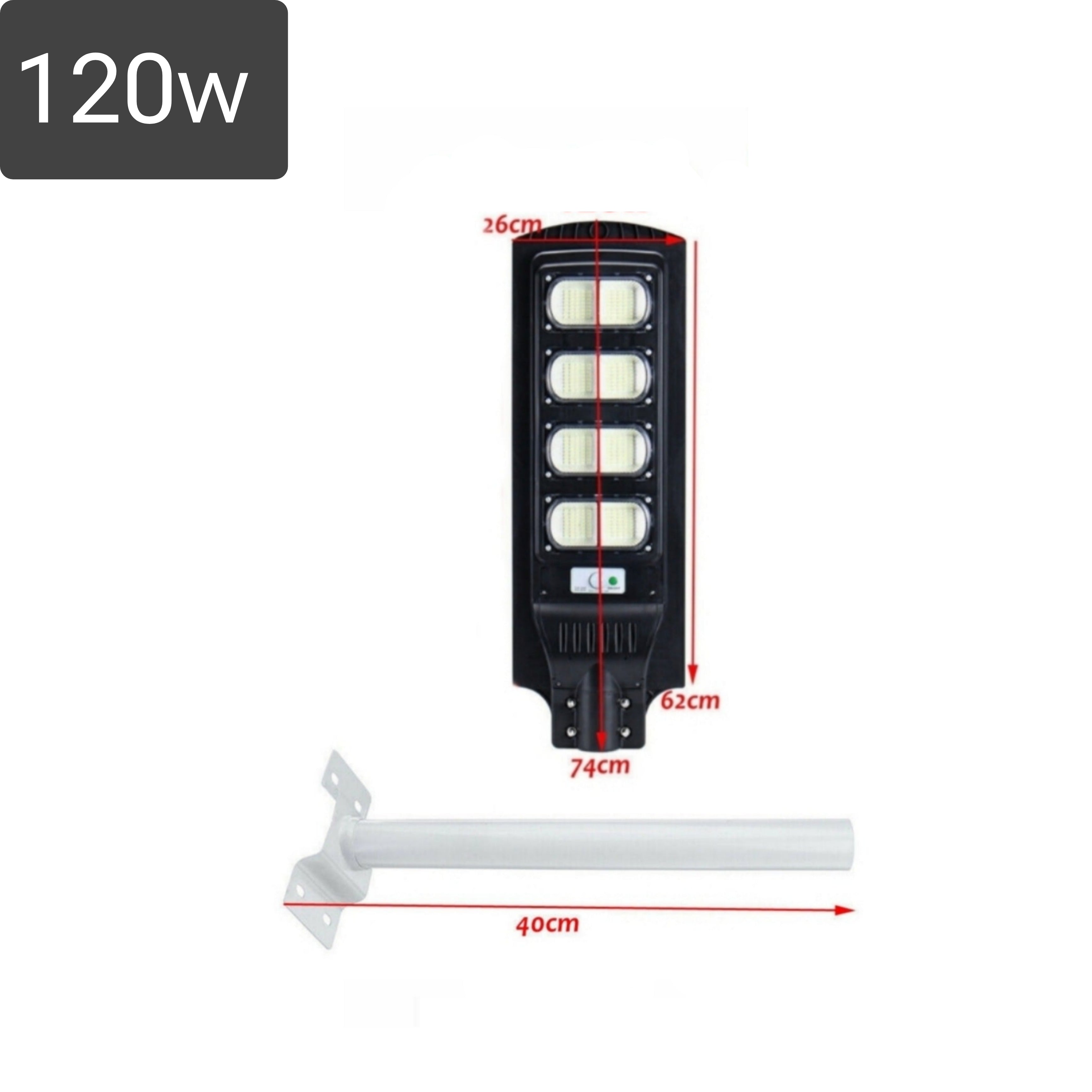 Lampione Solare 120w | IP66 | Pannello Solare | Telecomando | Luce Fredda | Crepuscolare.