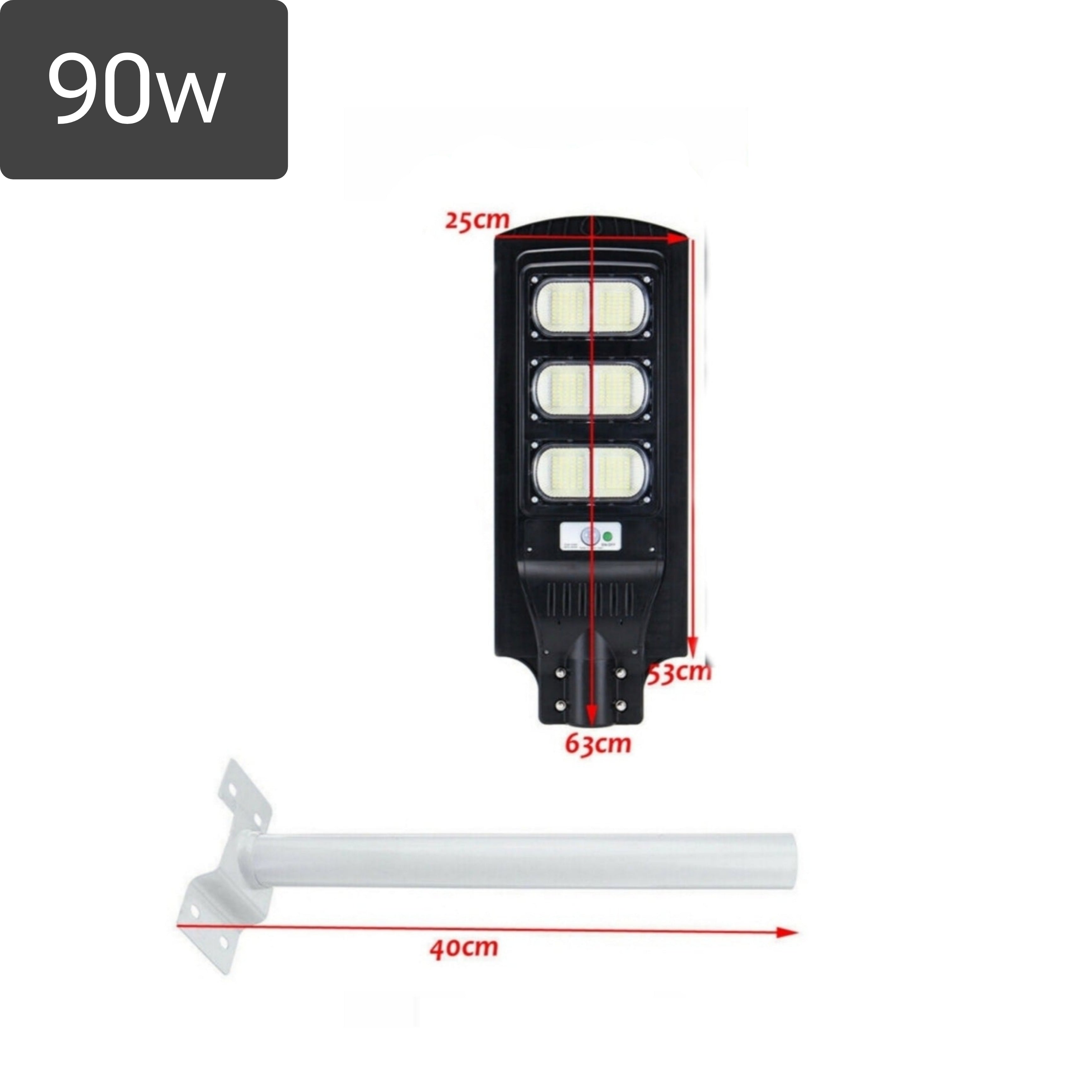 Lampione Solare 90w | IP66 | Pannello Solare | Telecomando | Luce Fredda | Crepuscolare.