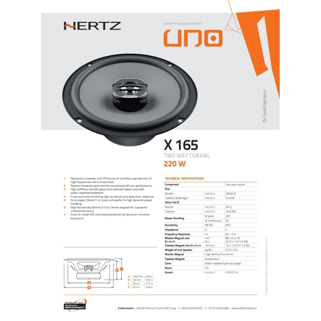 Hertz Kit 2 Casse | X 165 | Anteriori FIAT 500L