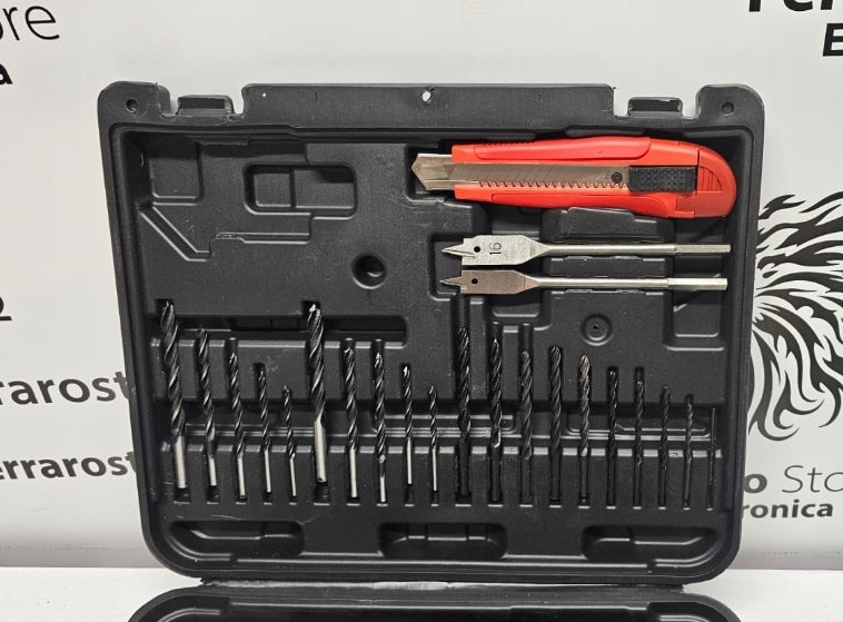 Trapano Avvitatore 77 pezzi, a Doppia Batteria, 12v, Valigetta Rigida