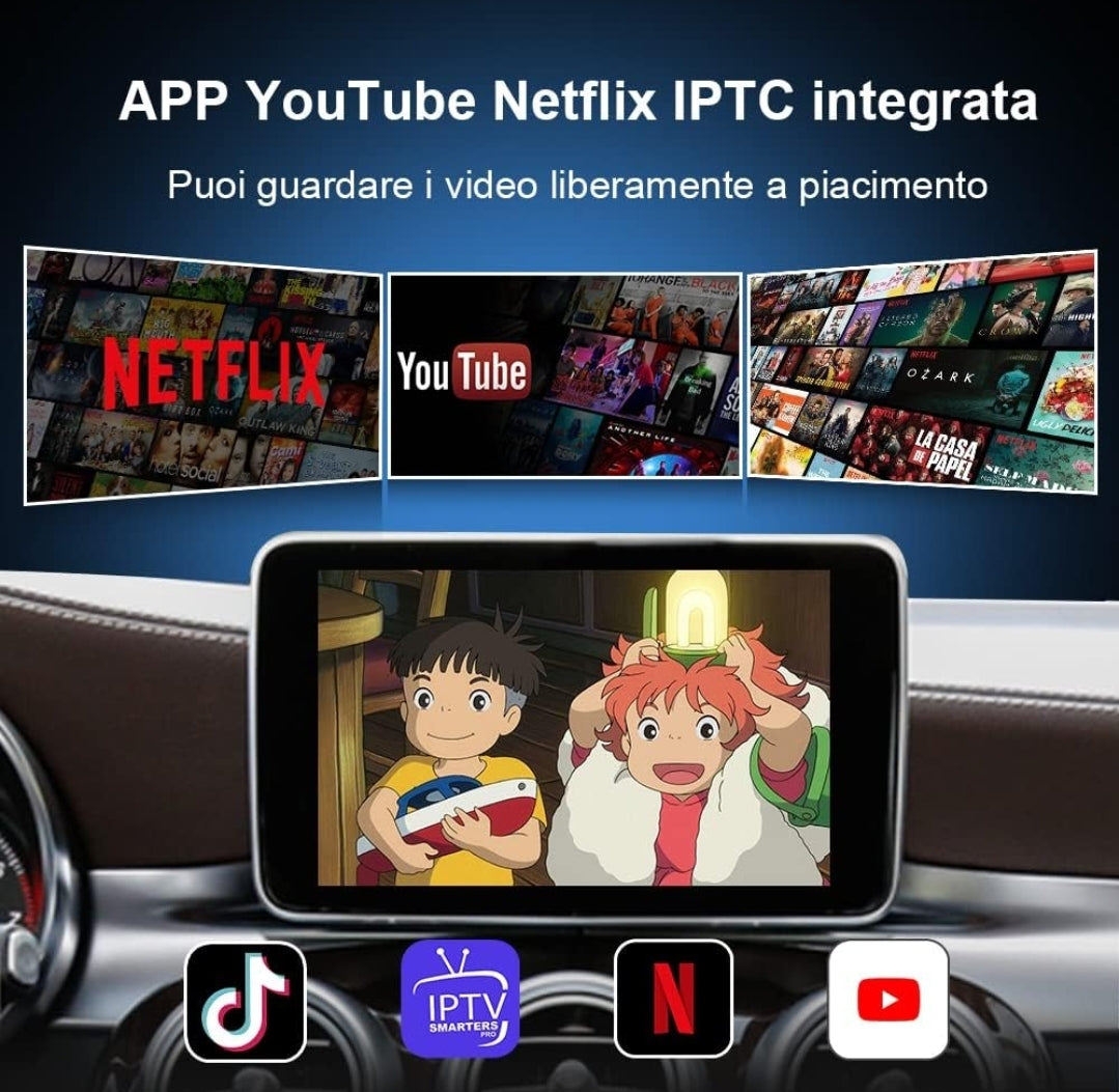 Scatoletta CarPlay e Android Auto, 8/128GB, Da Cablato a Wireless, Sblocco Sistema Operativo Android