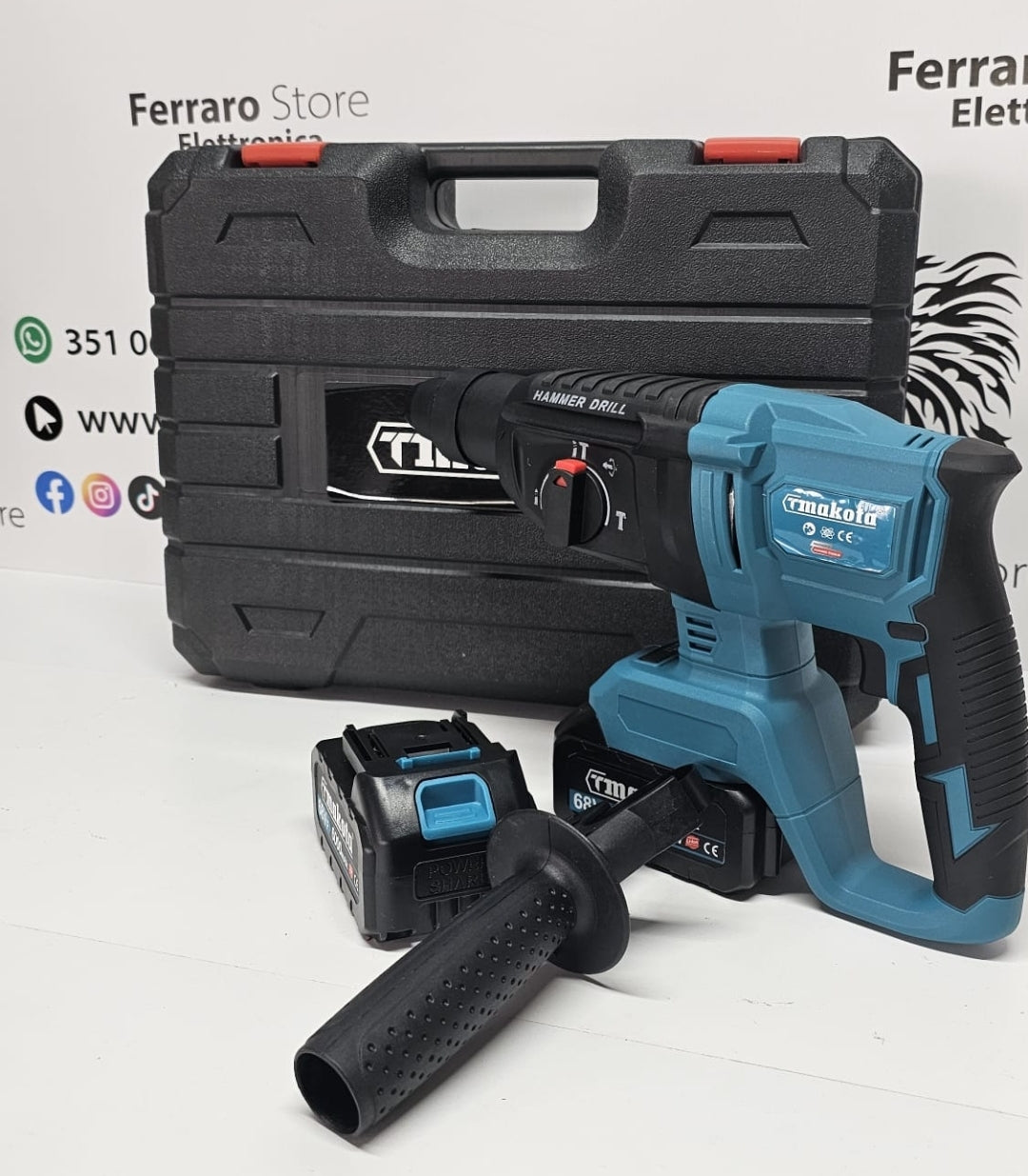 Professional Rotary Hammer 68v - Dual Battery, Rotary Hammer, Demolition Machine, Chiseller, SDS Plus