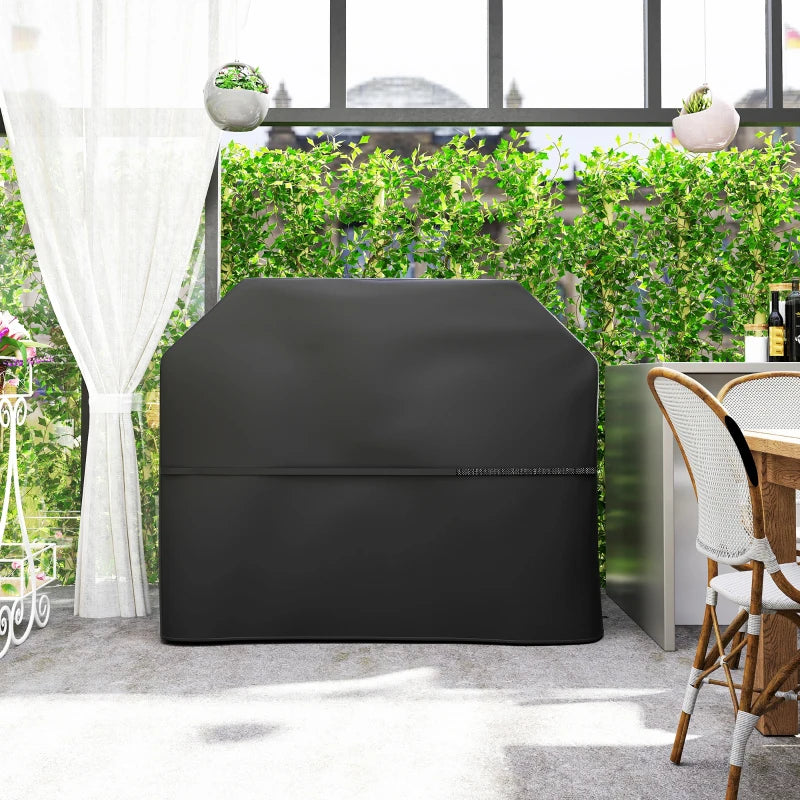 Outsunny Copertura per Barbecue Impermeabile in Tessuto Oxford 600D UPF30+ e Antivento, 147x61x122 cm, Nero