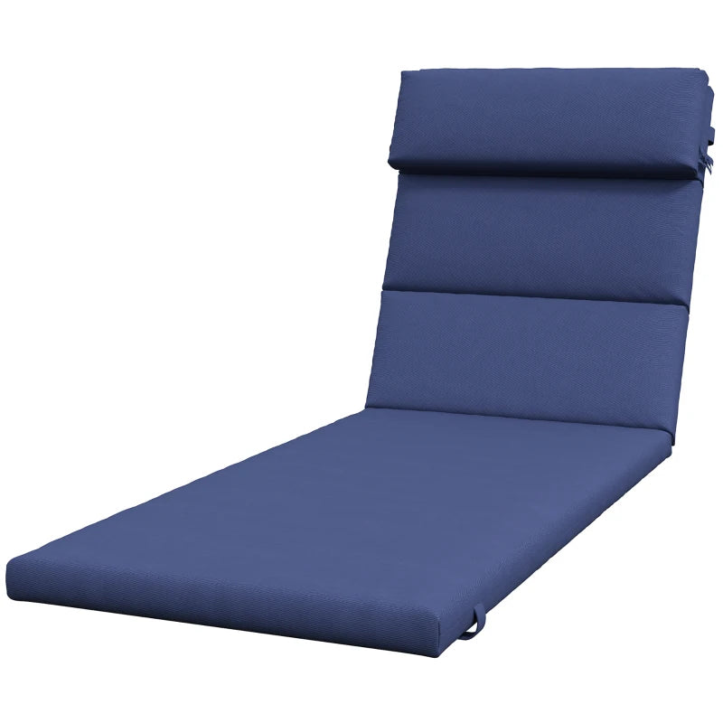 Outsunny Cuscino per Sdraio e Lettino Prendisole in Tessuto con Lacci di Fissaggio, Blu Scuro