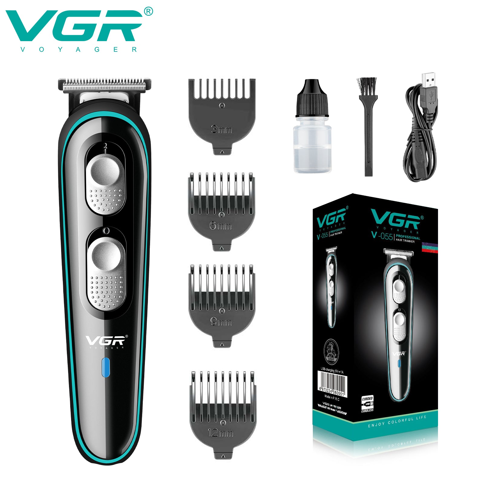VGR Rasoio Capelli | Professionale | Impermeabile | Rifinitura | Tagliacapelli | Ricaricabile | V-055