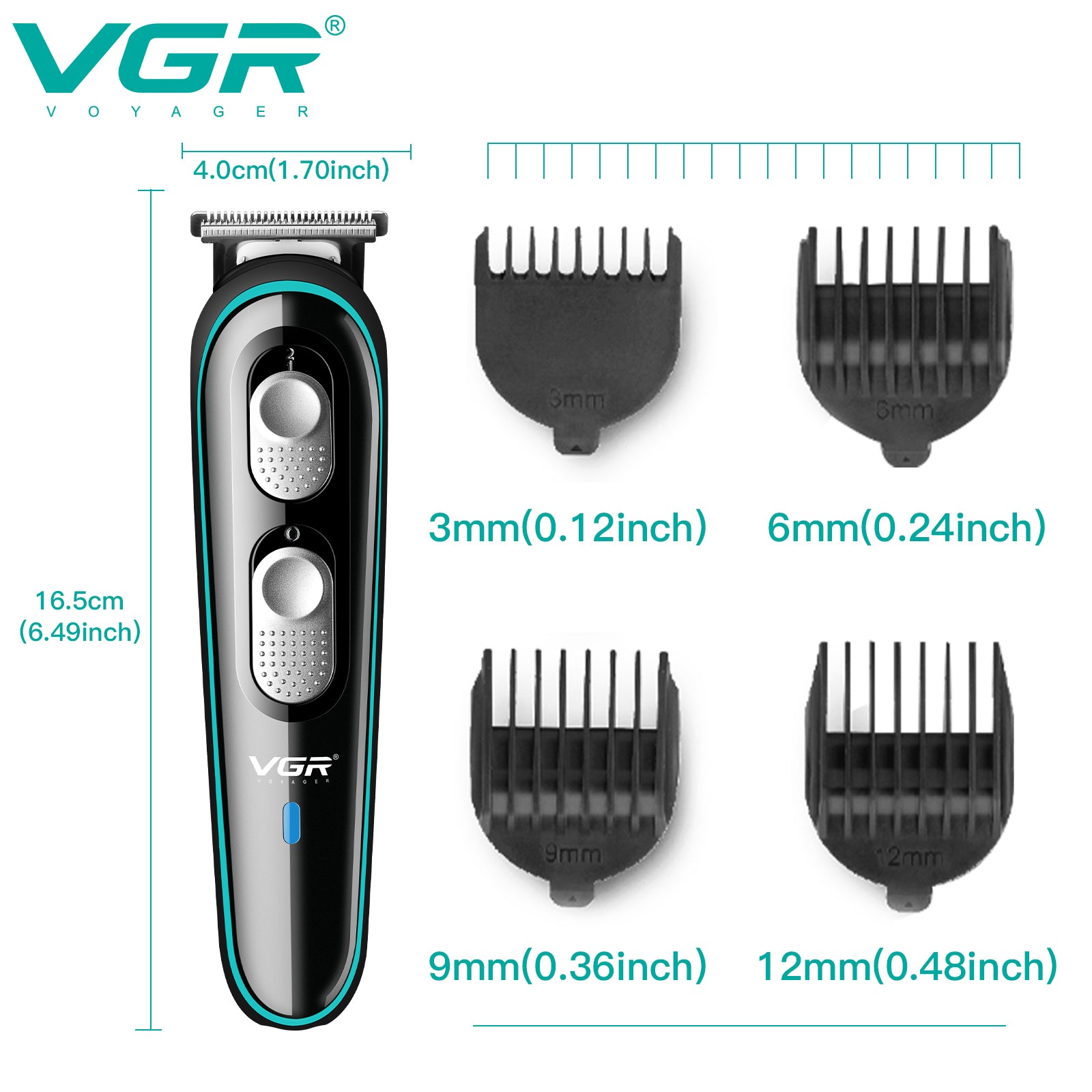 VGR Rasoio Capelli | Professionale | Impermeabile | Rifinitura | Tagliacapelli | Ricaricabile | V-055