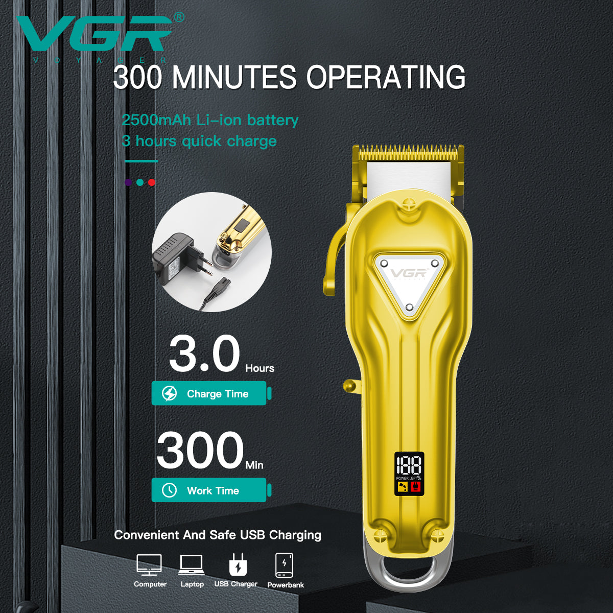 VGR Rasoio Capelli | Professionale | Trimmer | Precisione | Rasoio Barba | V-134