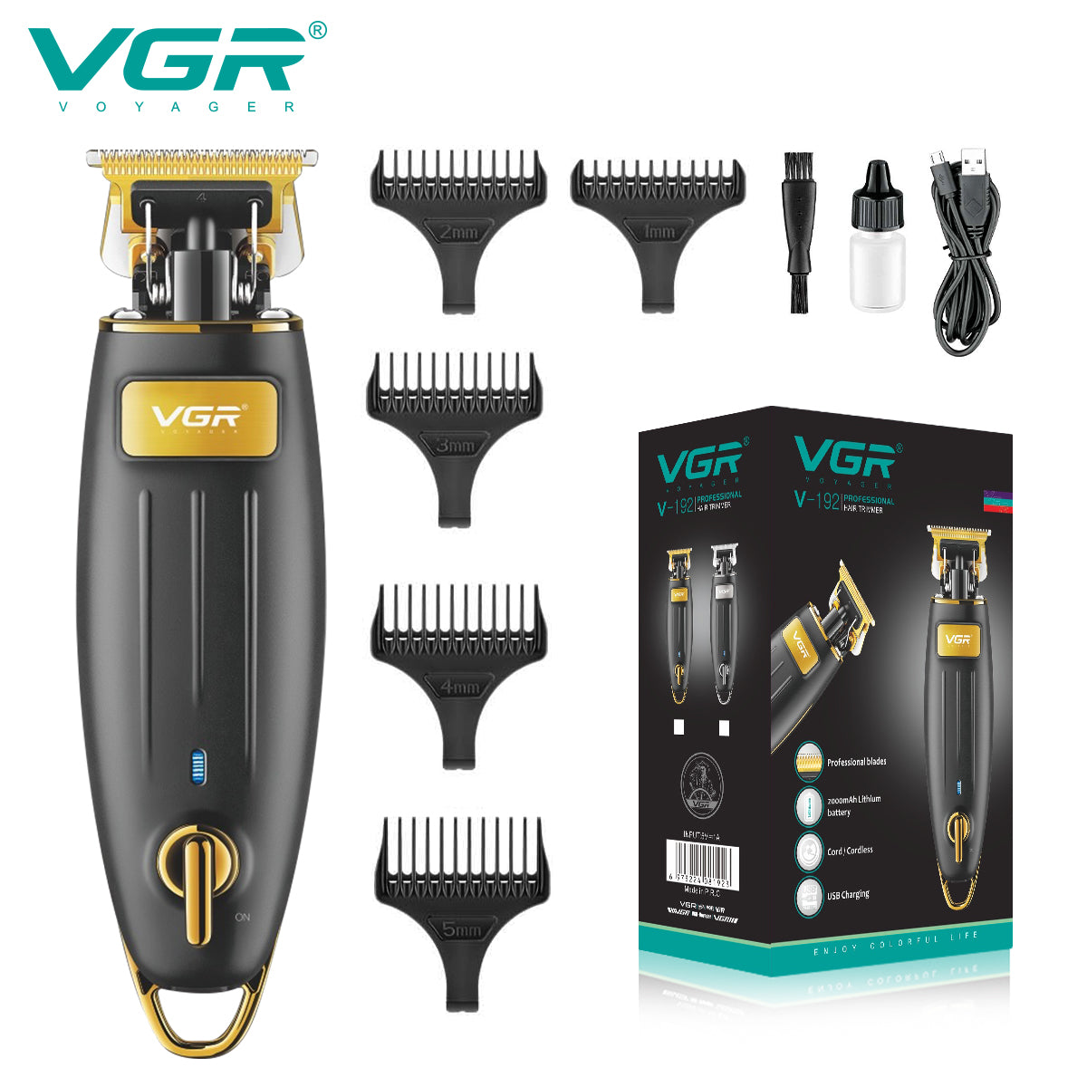 VGR Rasoio Capelli | Rifinitore | Barba | Batteria | Lama da 0mm | V-192