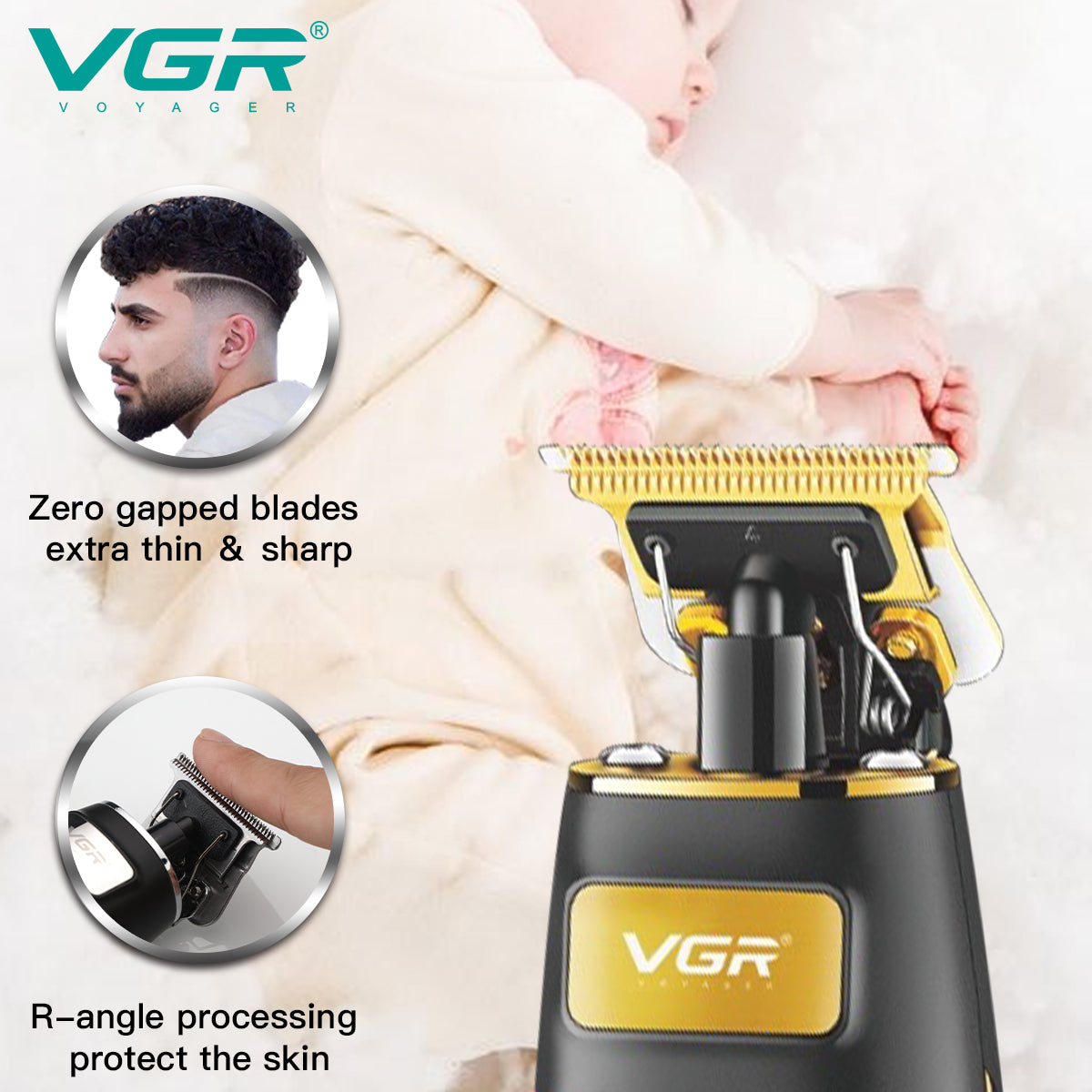 VGR Rasoio Capelli | Rifinitore | Barba | Batteria | Lama da 0mm | V-192