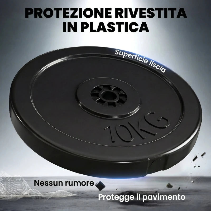 HOMCOM Set di 4 Dischi Pesi, Set Dischi Palestra per Allenamento, Nero