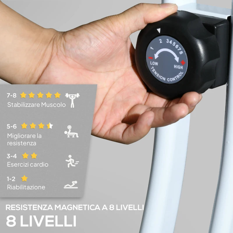 SPORTNOW Cyclette Magnetica Pieghevole a 8 Livelli di Resistenza con Seduta Regolabile, in Acciaio, 97x43x110 cm, Nero