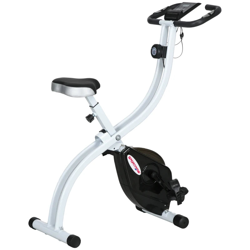 SPORTNOW Cyclette Magnetica Pieghevole a 8 Livelli di Resistenza con Seduta Regolabile, in Acciaio, 97x43x110 cm, Nero