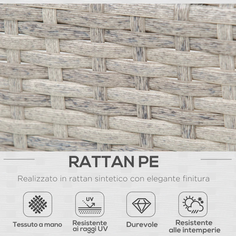 Outsunny Set Giardino Esterno, Salotto da Giardino, Set Divani da Esterno con Tavolino da Giardino, Mobili da Giardino in Rattan Grigio