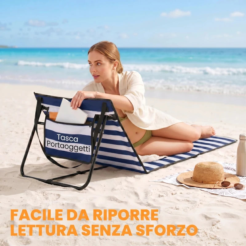 Outsunny Set 2 Sdraio da Spiaggia Pieghevoli e Regolabili con Tasca, in Acciaio e Poliestere, 142x51x40 cm, Multicolore
