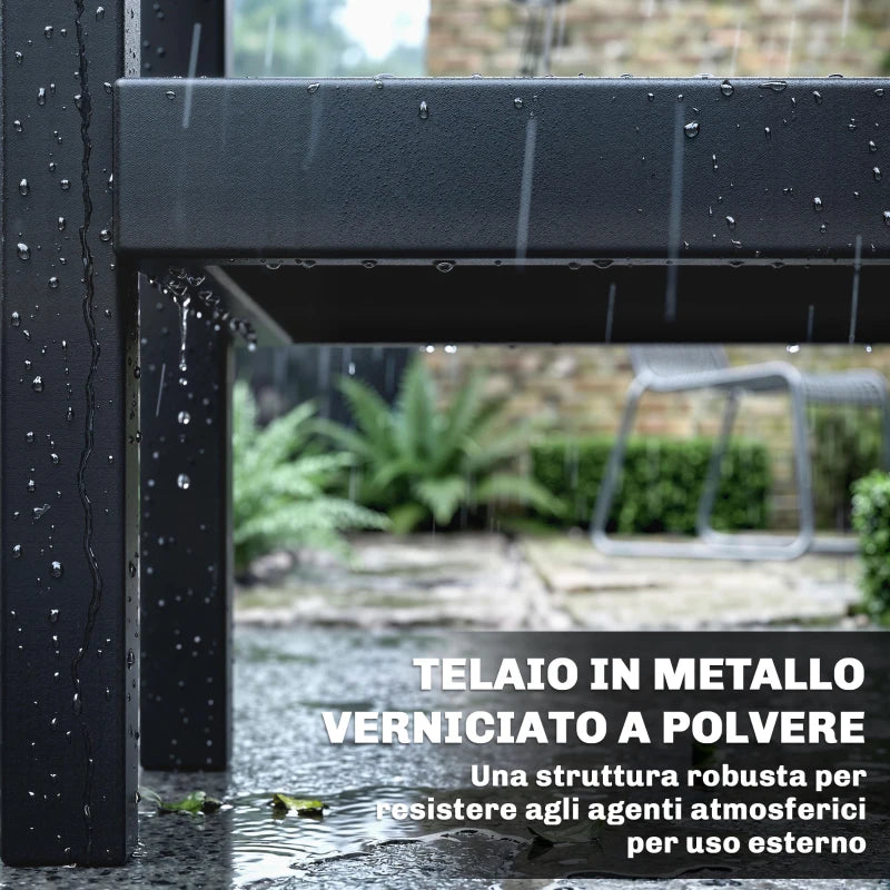 Outsunny Carrello Barbecue da Esterno con Piano in Acciaio Inossidabile, Porta Spezie, Ganci e Maniglia Laterale, Nero