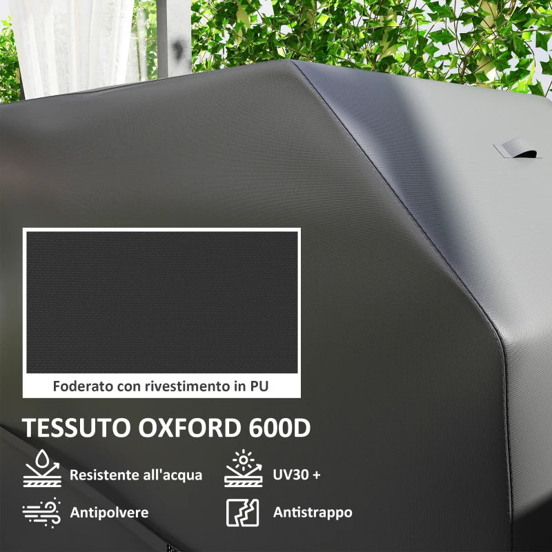 Outsunny Copertura per Barbecue Impermeabile in Tessuto Oxford 600D UPF30+ e Antivento, 147x61x122 cm, Nero
