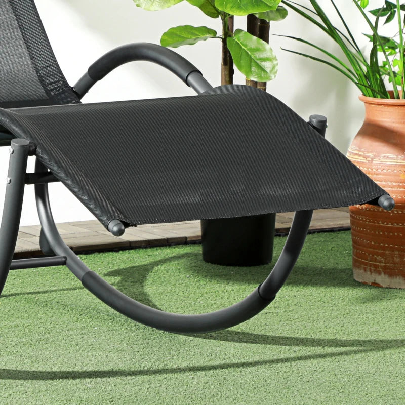 Outsunny Sedia Sdraio a Dondolo Zero-Gravity da Esterno Impermeabile con Poggiatesta, 155x61x88 cm, Nero