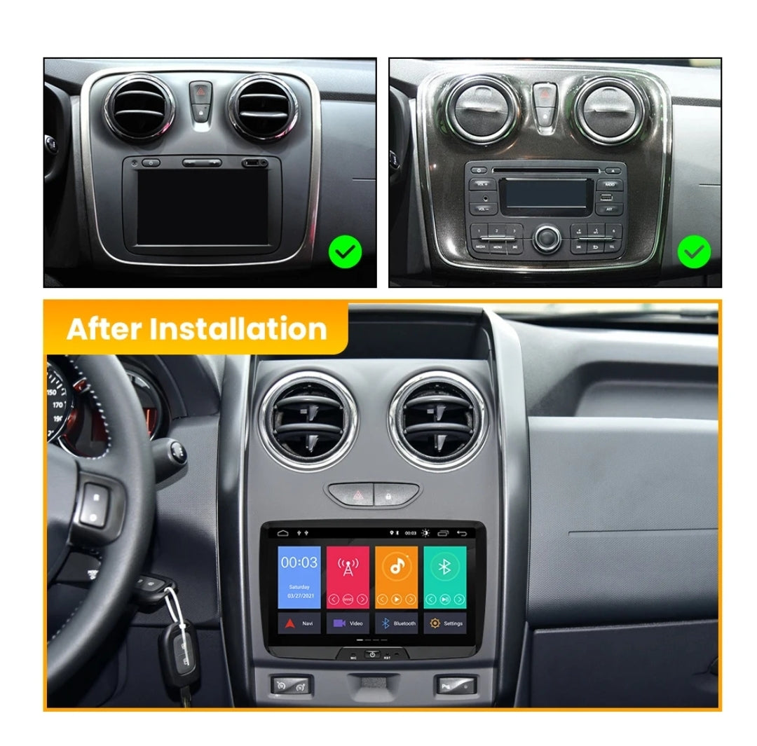 Kit Montaggio Autoradio 9"Pollici Logan, Sandero, Stepway, Symbol (2012-2019) Mascherina, Cablaggio Autoradio Android
