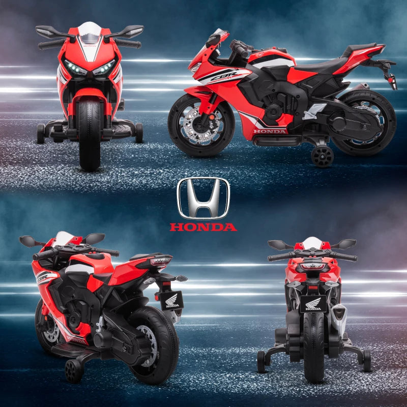 HOMCOM Moto Elettrica per Bambini con Licenza HONDA, Batteria 6V Ricaricabile, Velocità 3km/h, Rosso