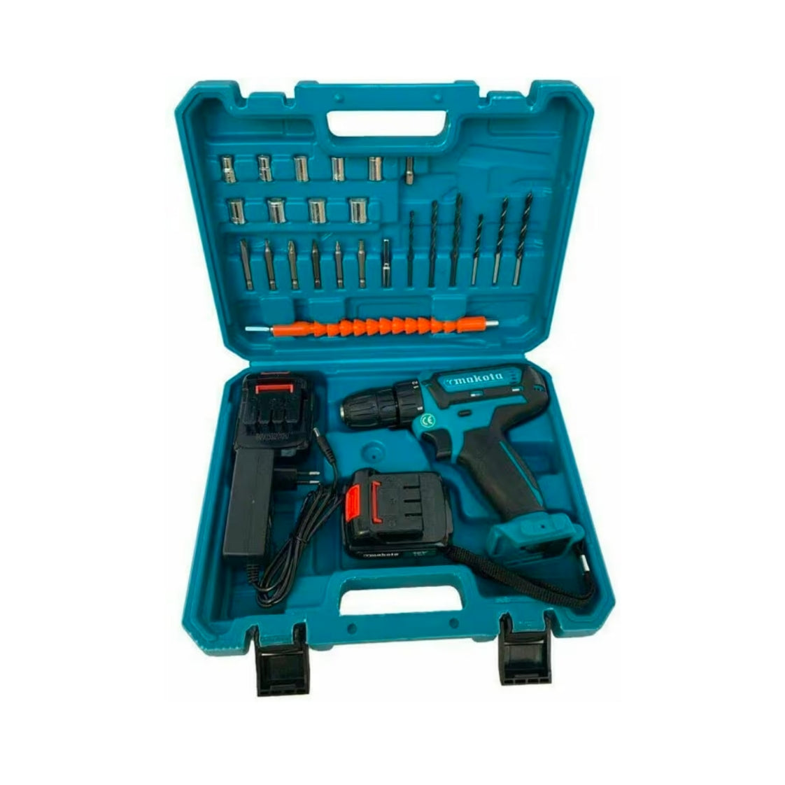 Trapano Avvitatore a Batteria 18V, Set 24 Accessori in Valigetta