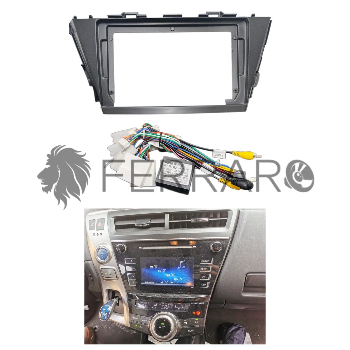 Kit Montaggio Autoradio 9"Pollici per Toyota Prius+ (2012-2021), Mascherina, Cablaggio Autoradio Android