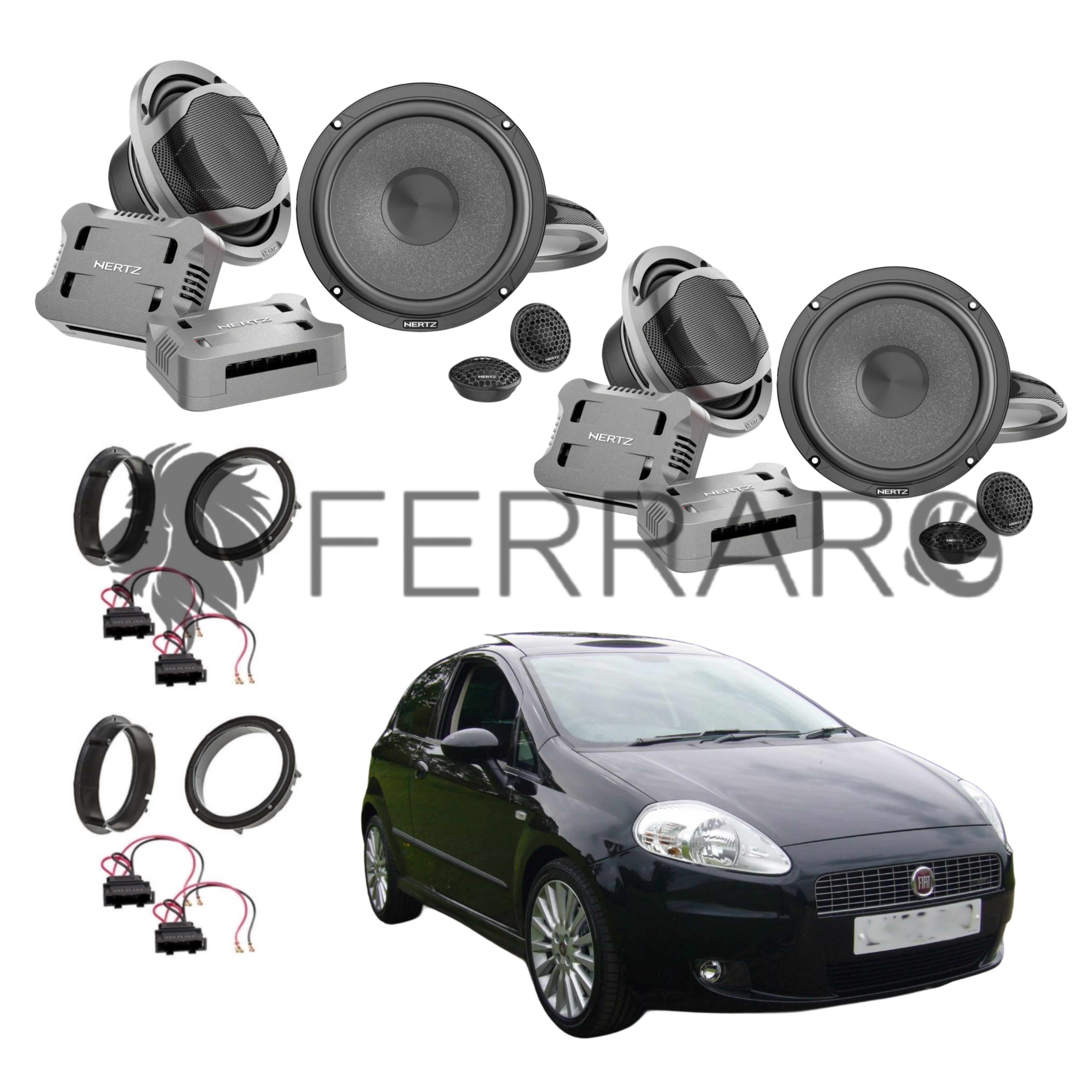Hertz Kit 8 Casse, CK 165, Ant/Post, per Fiat Grande Punto