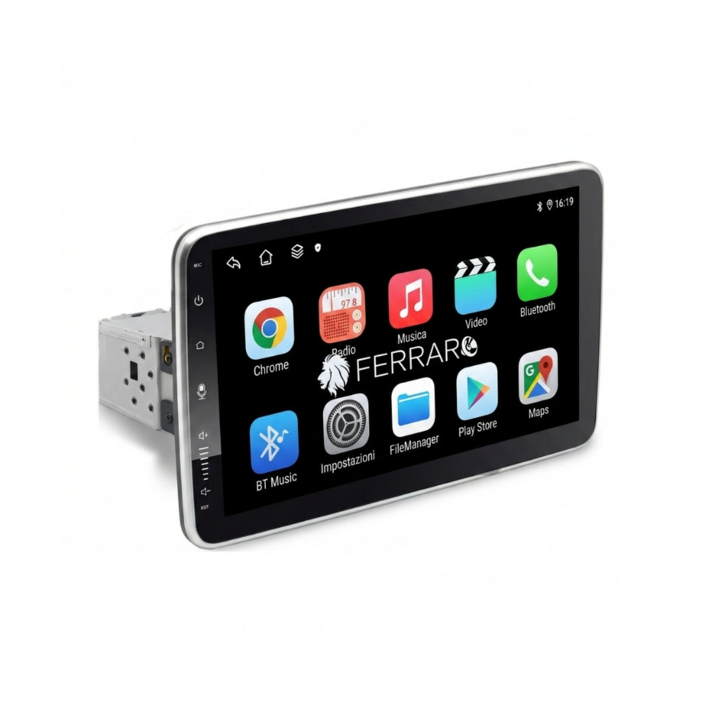 Autoradio Universale Estraibile (Android) 1Din 10.1"Pollici, Bluetooth, CarPlay, Android Auto, 2/64GB Ram
