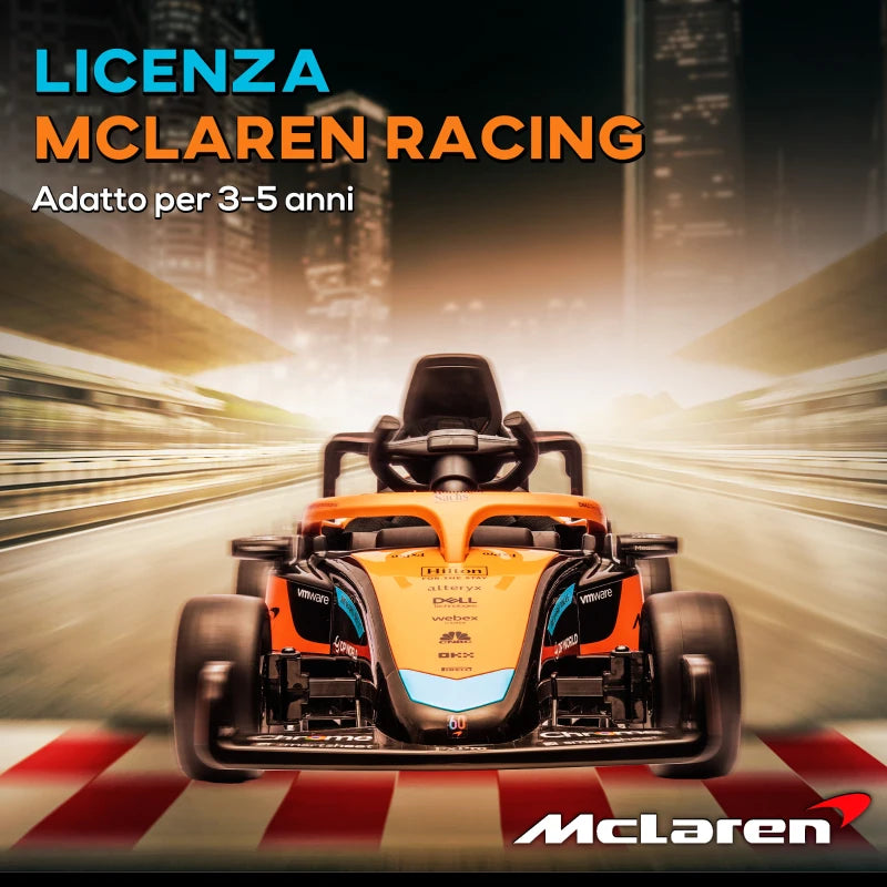 AIYAPLAY Macchina Elettrica per Bambini 3-5 Anni con Licenza McLaren, Telecomando e Clacson, 115x67x50 cm, Arancione