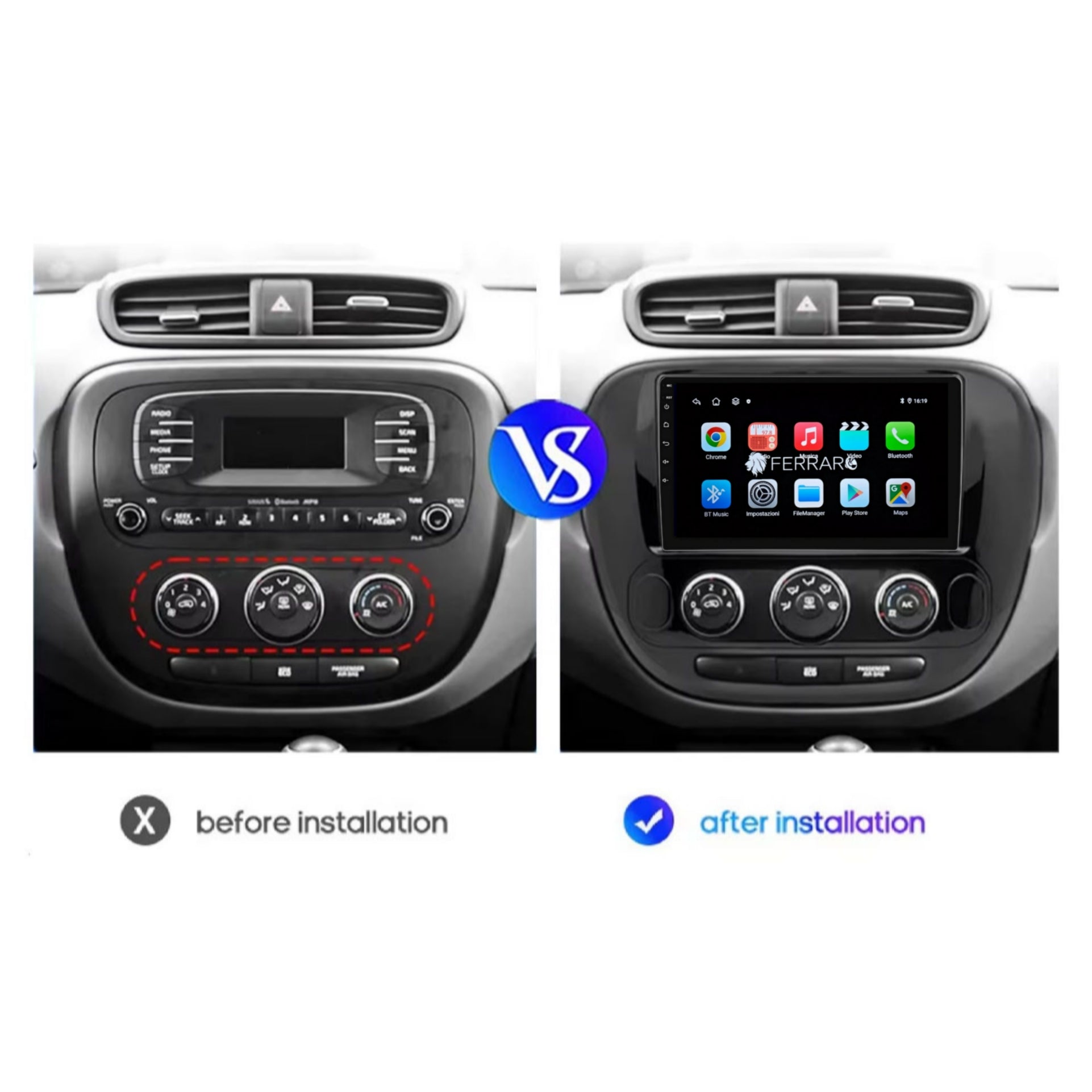 Autoradio per Kia Soul 2 PS 9" | 2013-2019 | Android | Bluetooth | CarPlay | Android Auto | 2GB/4GB/6GB/8GB Ram