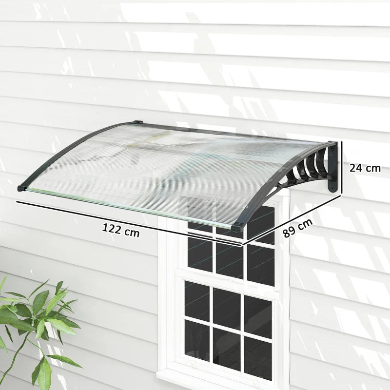 Outsunny Tettoia per Esterni Curva con Viti e Bulloni Inclusi, in Policarbonato, PP e Alluminio, 122x89x24 cm